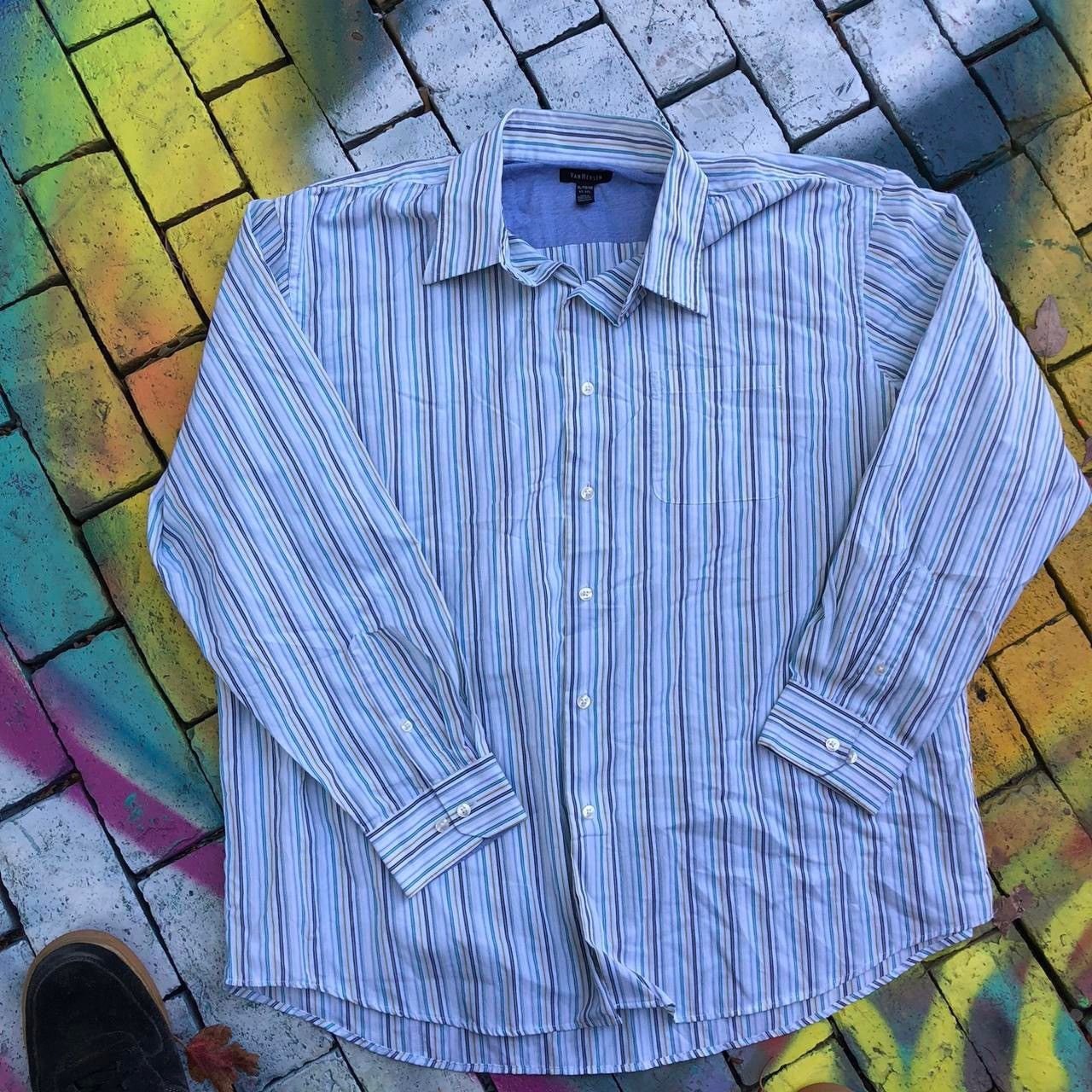 Van Heusen × Vintage Van Heusen Button Up Pinstripe pocket shirt dress business Size US XL / EU 56 / 4 - 2 Thumbnail