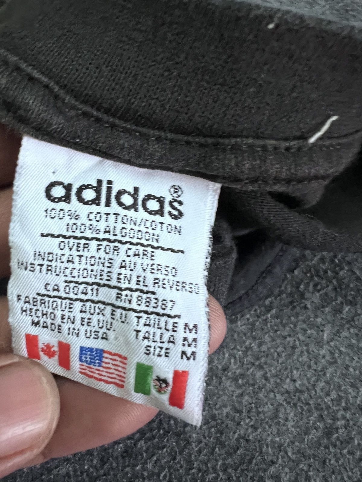 Vintage VINTAGE BLACK FADED ADIDAS BIG LOGO MADE USA Size US L / EU 52-54 / 3 - 6 Thumbnail