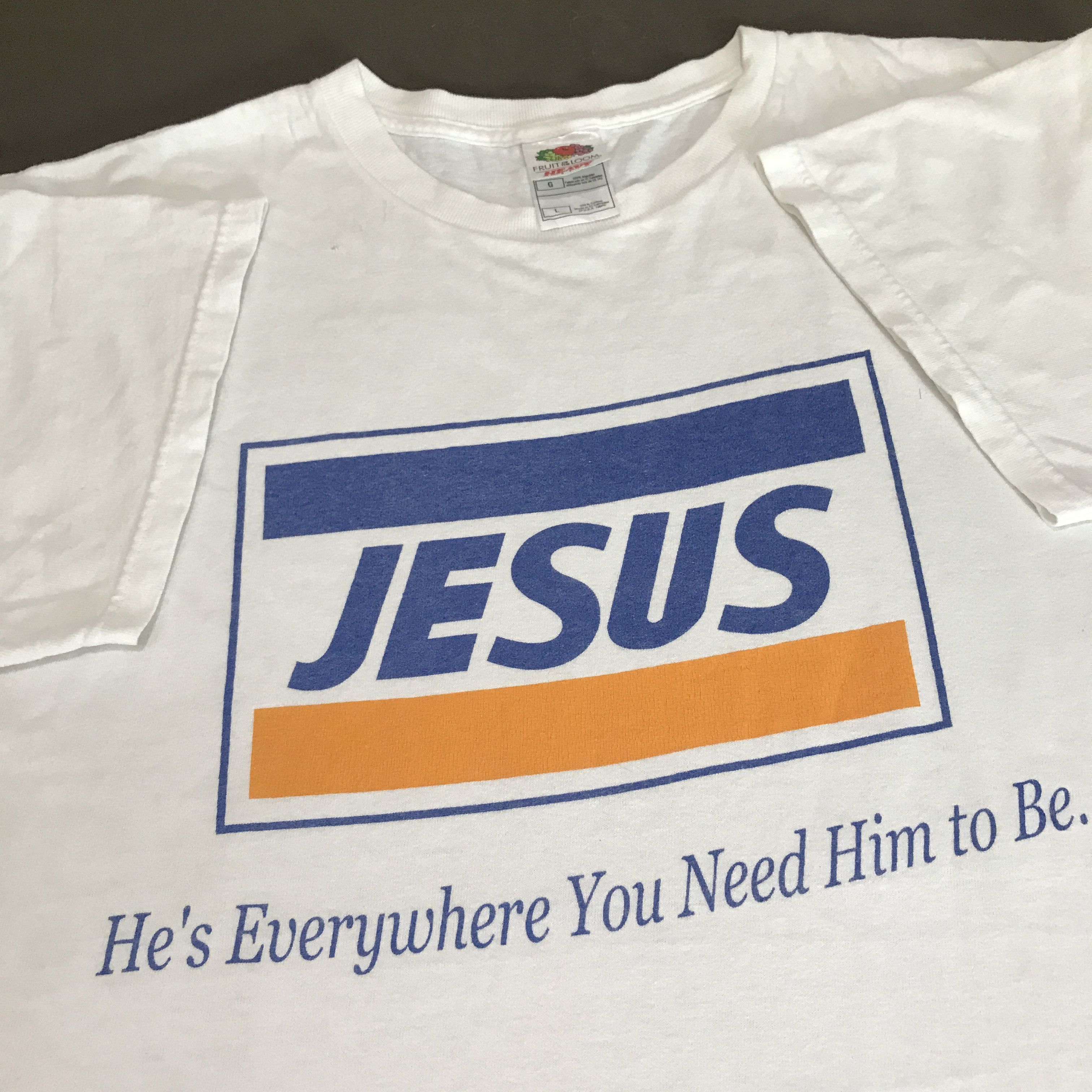 Vintage Vtg He's everywhere you need him to be God Jesus Bible Holy Size US L / EU 52-54 / 3 - 1 Thumbnail