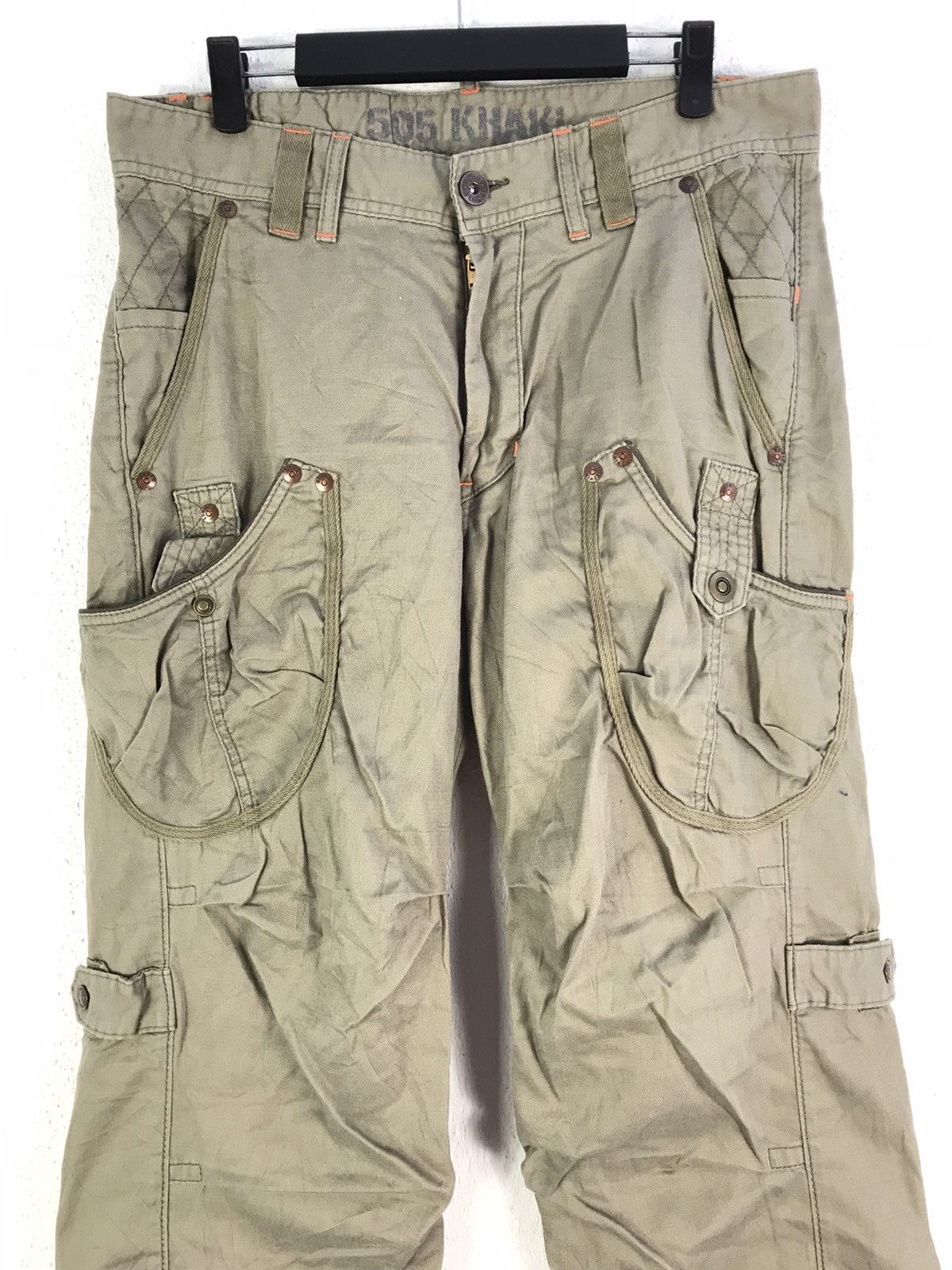 Edwin × Seditionaries Edwin 505 Khaki Multi Pocket Military Style Cargo Pants Size US 34 / EU 50 - 2 Thumbnail