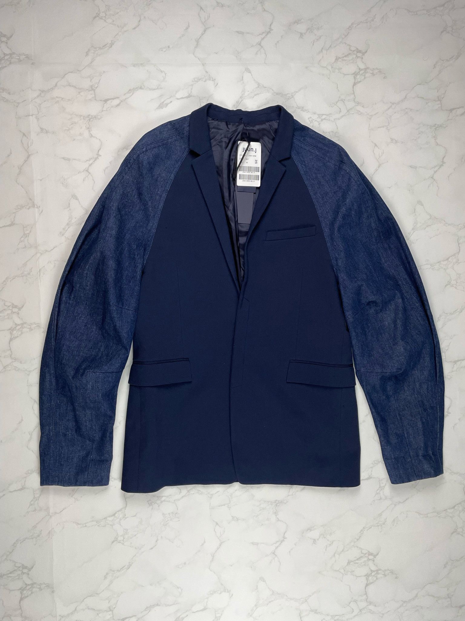 Juun.J 🔥70% OFF🔥 [SALE] Juun. J Navy Denim Sleeve Light Jacket Size US L / EU 52-54 / 3 - 5 Thumbnail