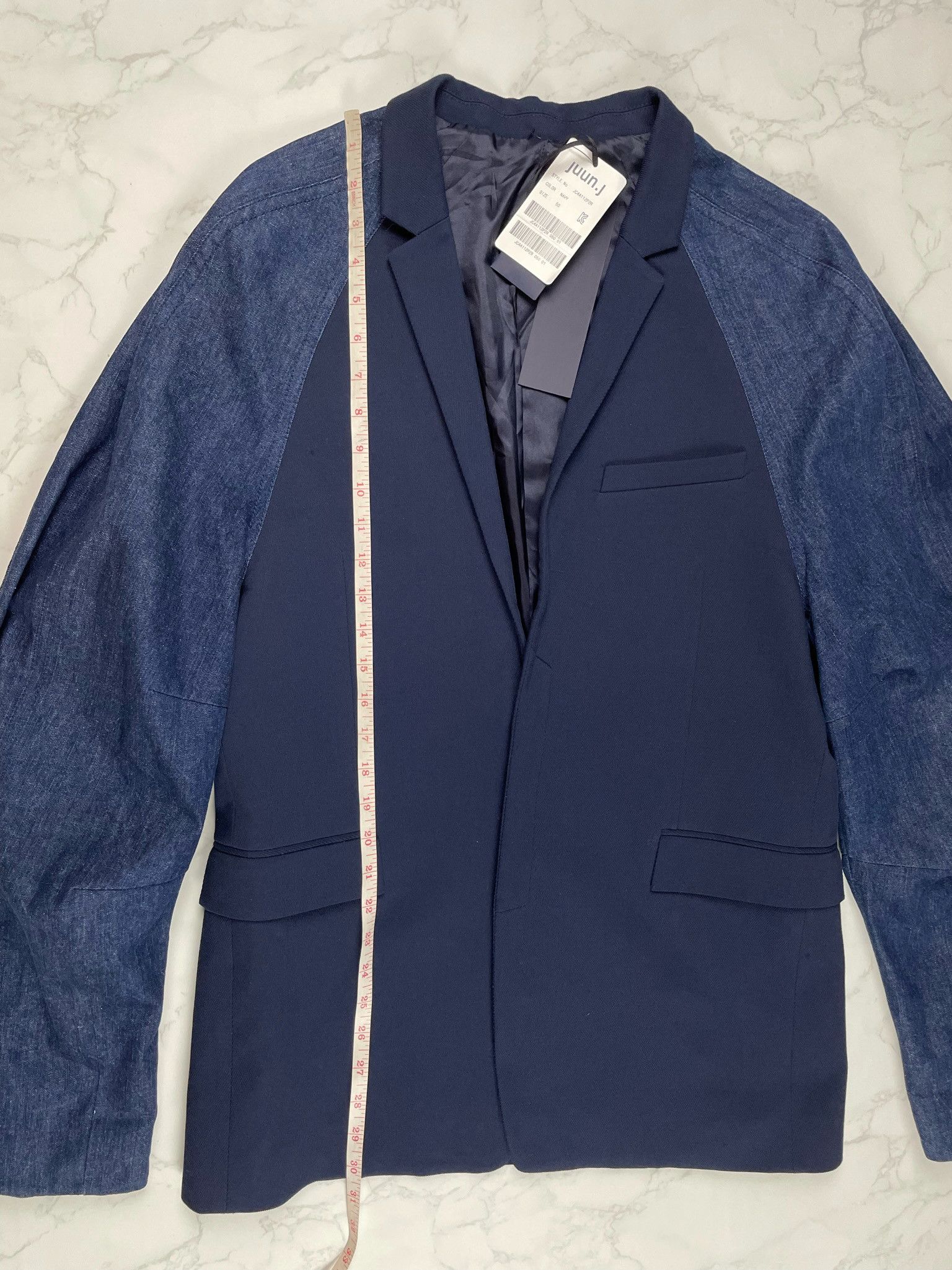 Juun.J 🔥70% OFF🔥 [SALE] Juun. J Navy Denim Sleeve Light Jacket Size US L / EU 52-54 / 3 - 3 Thumbnail