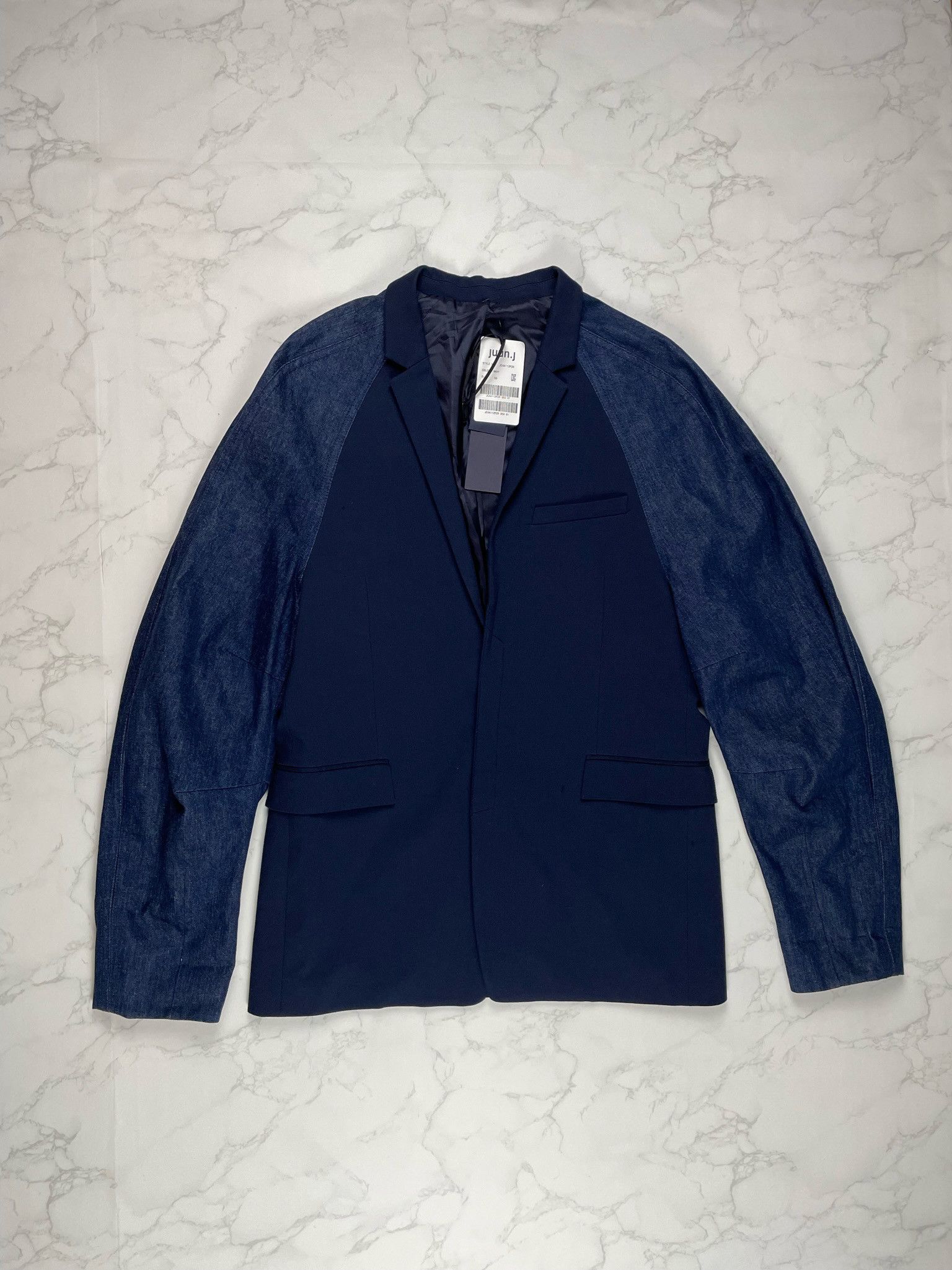 Juun.J 🔥70% OFF🔥 [SALE] Juun. J Navy Denim Sleeve Light Jacket Size US L / EU 52-54 / 3 - 1 Thumbnail