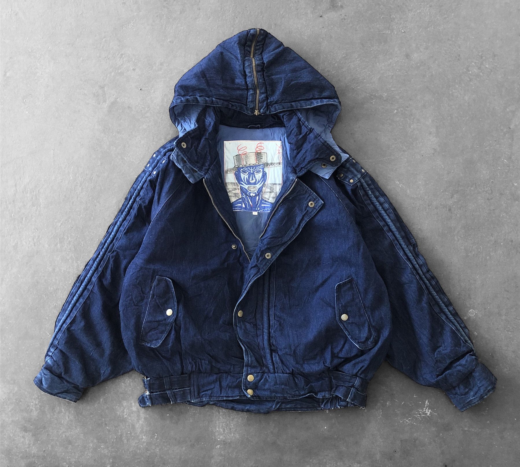 Indigo RARE🔥VINTAGE INDIGO DENIM BAGGY HOODED JACKET Size US L / EU 52-54 / 3 - 1 Thumbnail