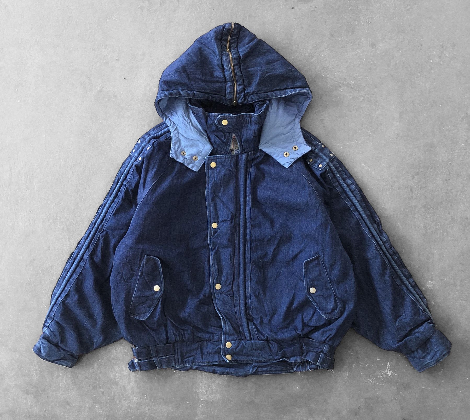 Indigo RARE🔥VINTAGE INDIGO DENIM BAGGY HOODED JACKET Size US L / EU 52-54 / 3 - 2 Thumbnail