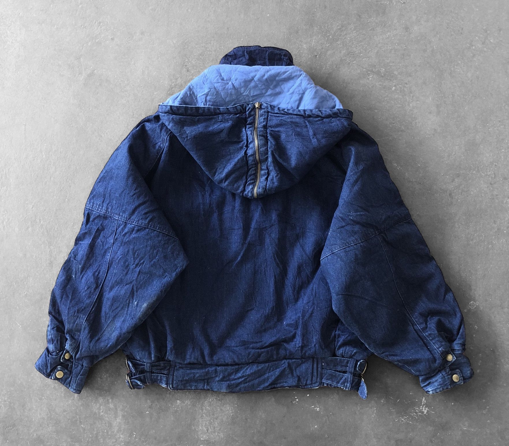 Indigo RARE🔥VINTAGE INDIGO DENIM BAGGY HOODED JACKET Size US L / EU 52-54 / 3 - 3 Thumbnail
