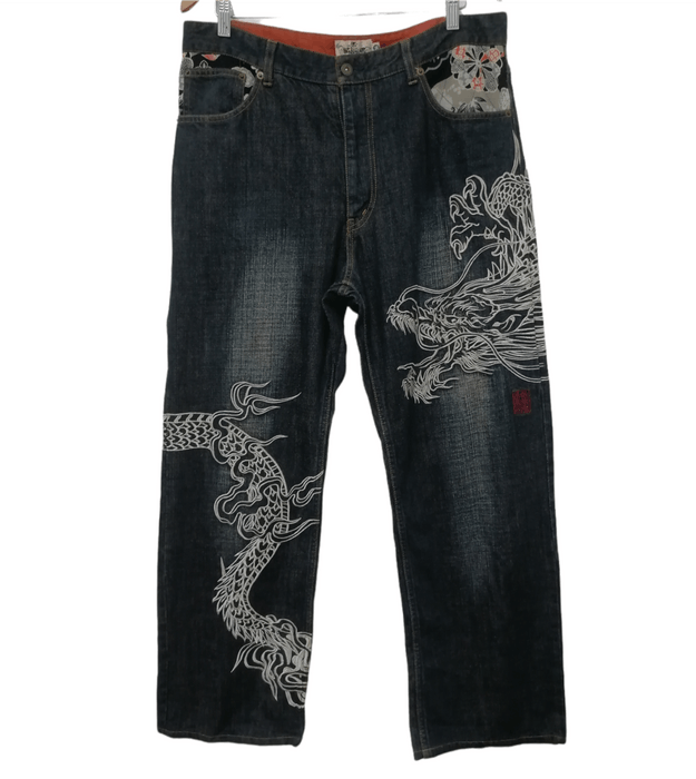 Distressed Denim Rare Karakuri Tamashii Embroidered Dragon Jeans Grailed