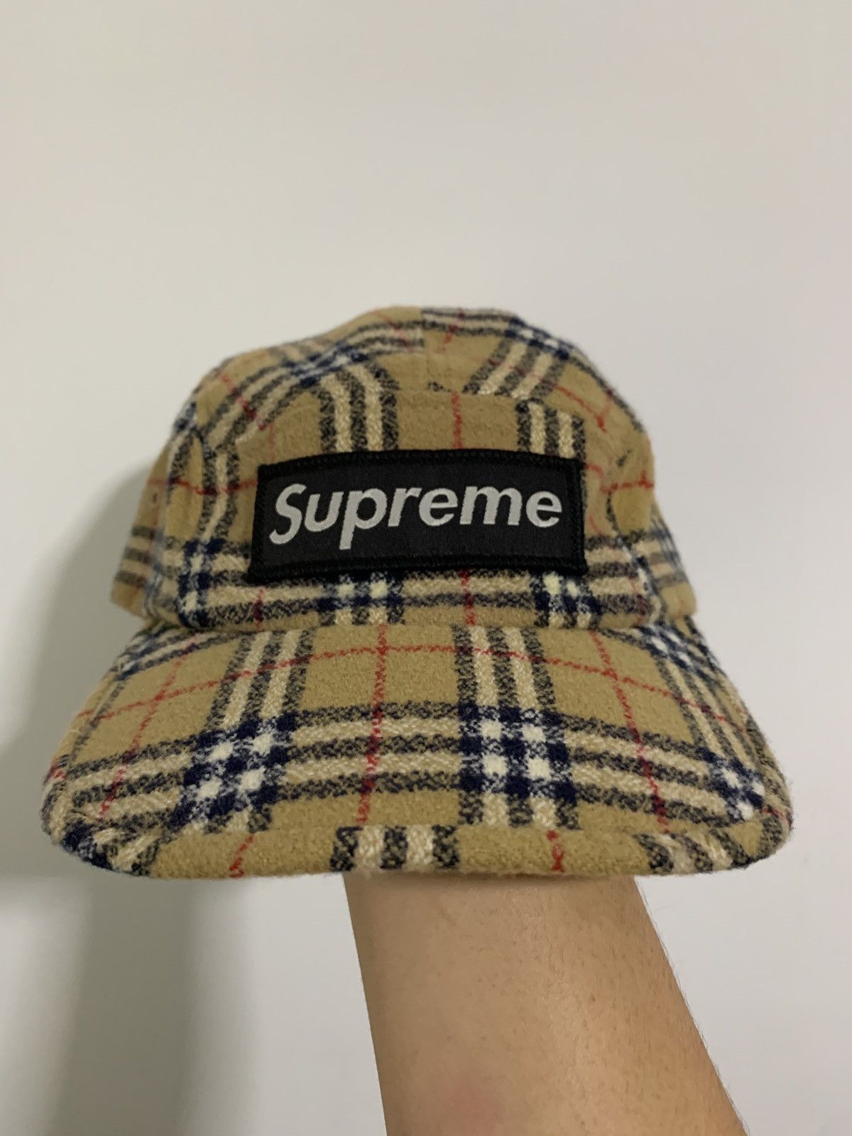 Supreme Rare Vintage Supreme “Burberry” Camp Cap sample | Grailed