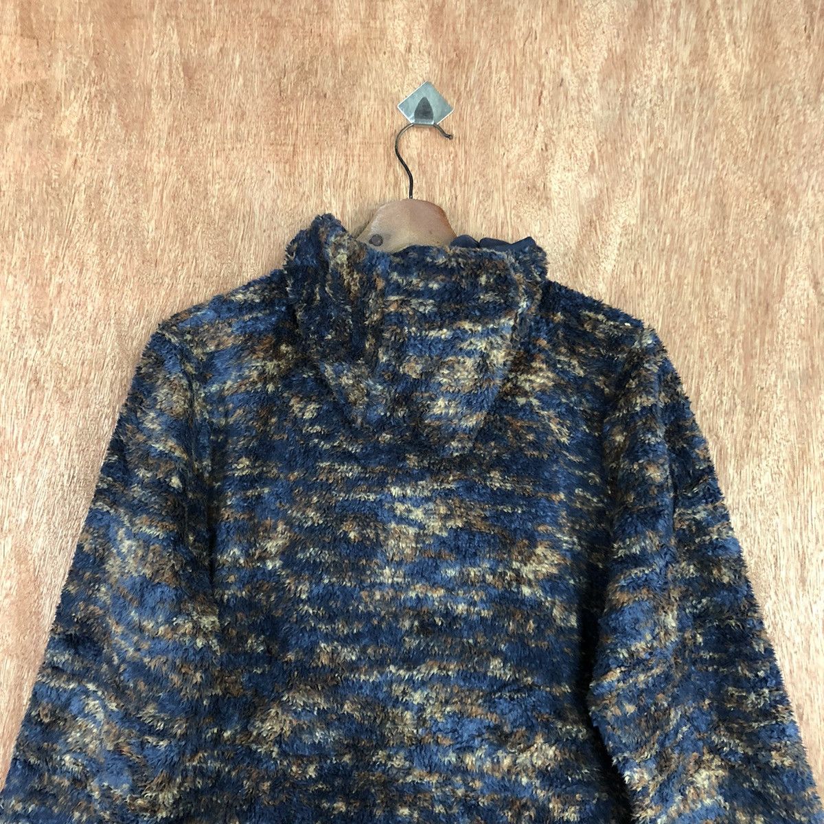 Japanese Brand Vent Couveut Dark Blue Mohair fleece hoodie Sweater #H370 Size US M / EU 48-50 / 2 - 13 Thumbnail