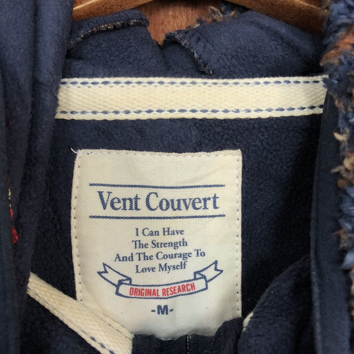 Japanese Brand Vent Couveut Dark Blue Mohair fleece hoodie Sweater #H370 Size US M / EU 48-50 / 2 - 11 Thumbnail