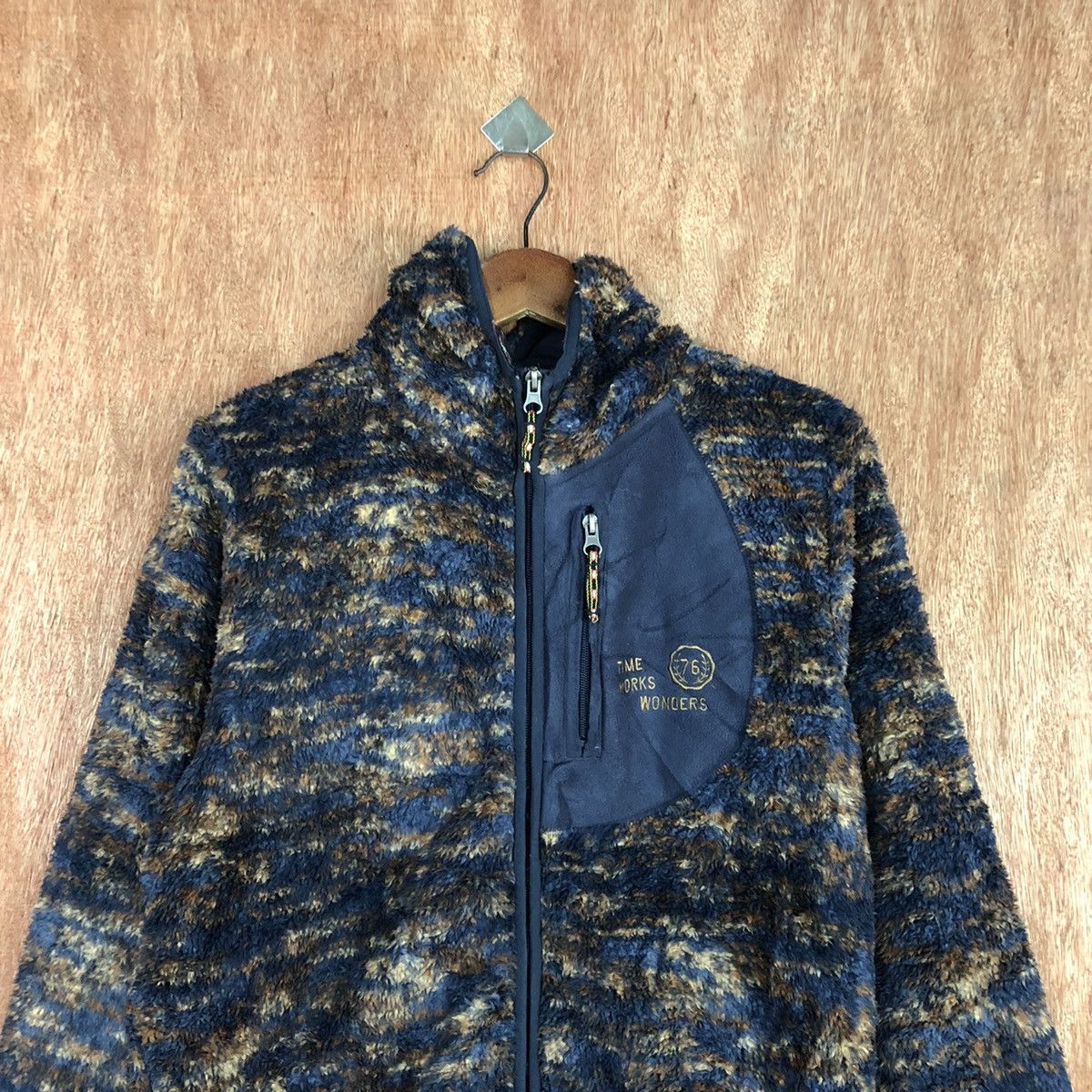 Japanese Brand Vent Couveut Dark Blue Mohair fleece hoodie Sweater #H370 Size US M / EU 48-50 / 2 - 9 Thumbnail
