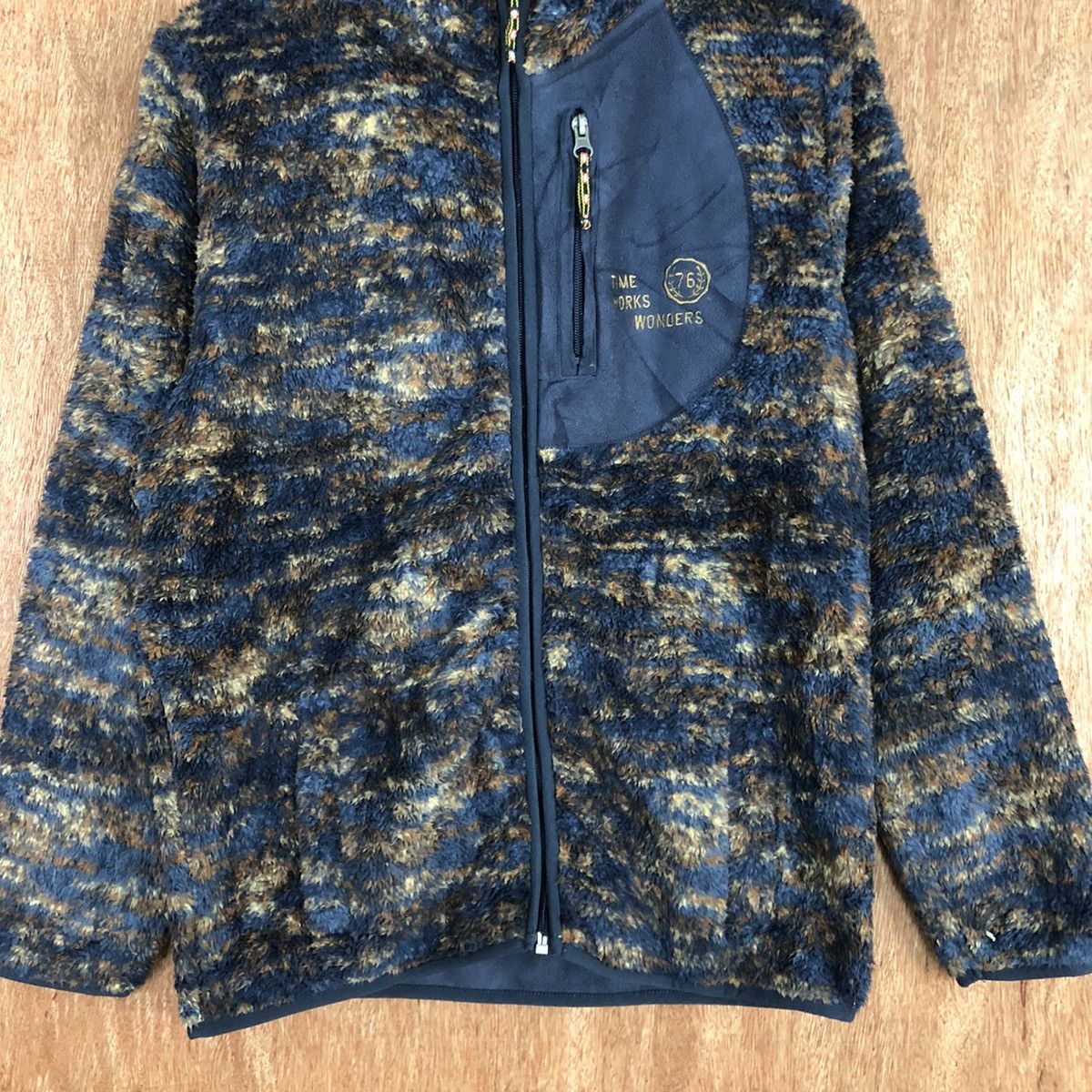 Japanese Brand Vent Couveut Dark Blue Mohair fleece hoodie Sweater #H370 Size US M / EU 48-50 / 2 - 8 Thumbnail