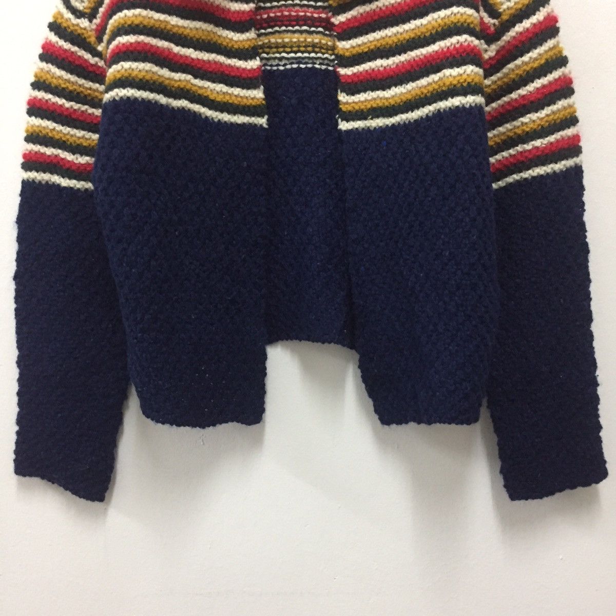 Aran Isles Knitwear Vintage Knitwear One Button Collared Striped Knit Cardigan Size US M / EU 48-50 / 2 - 3 Thumbnail