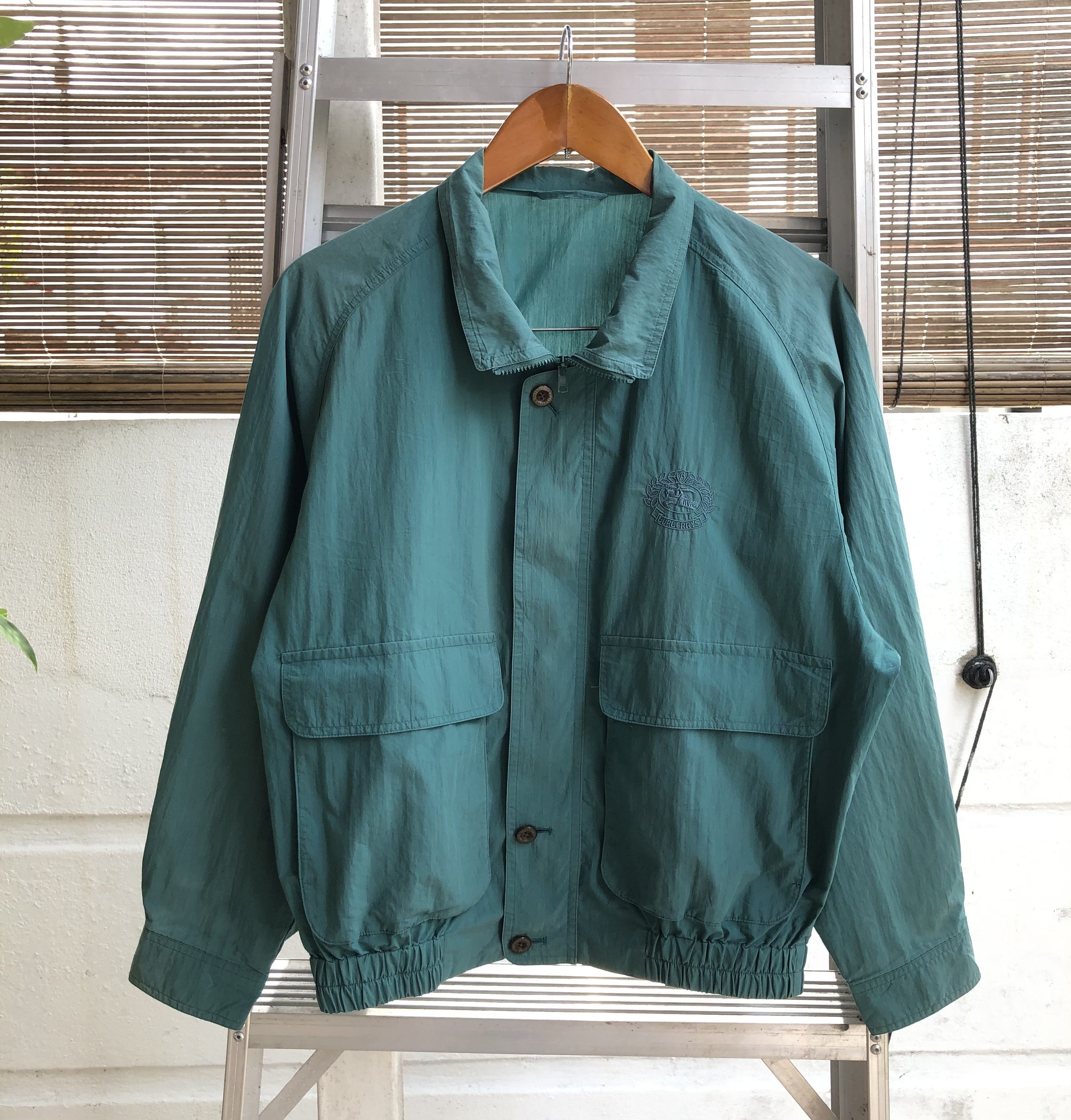 image of Burberrys Small Embroideries Logo Light Jacket in Green, Men's