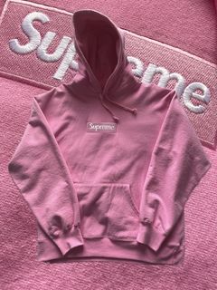 Pink supreme discount box logo hoodie