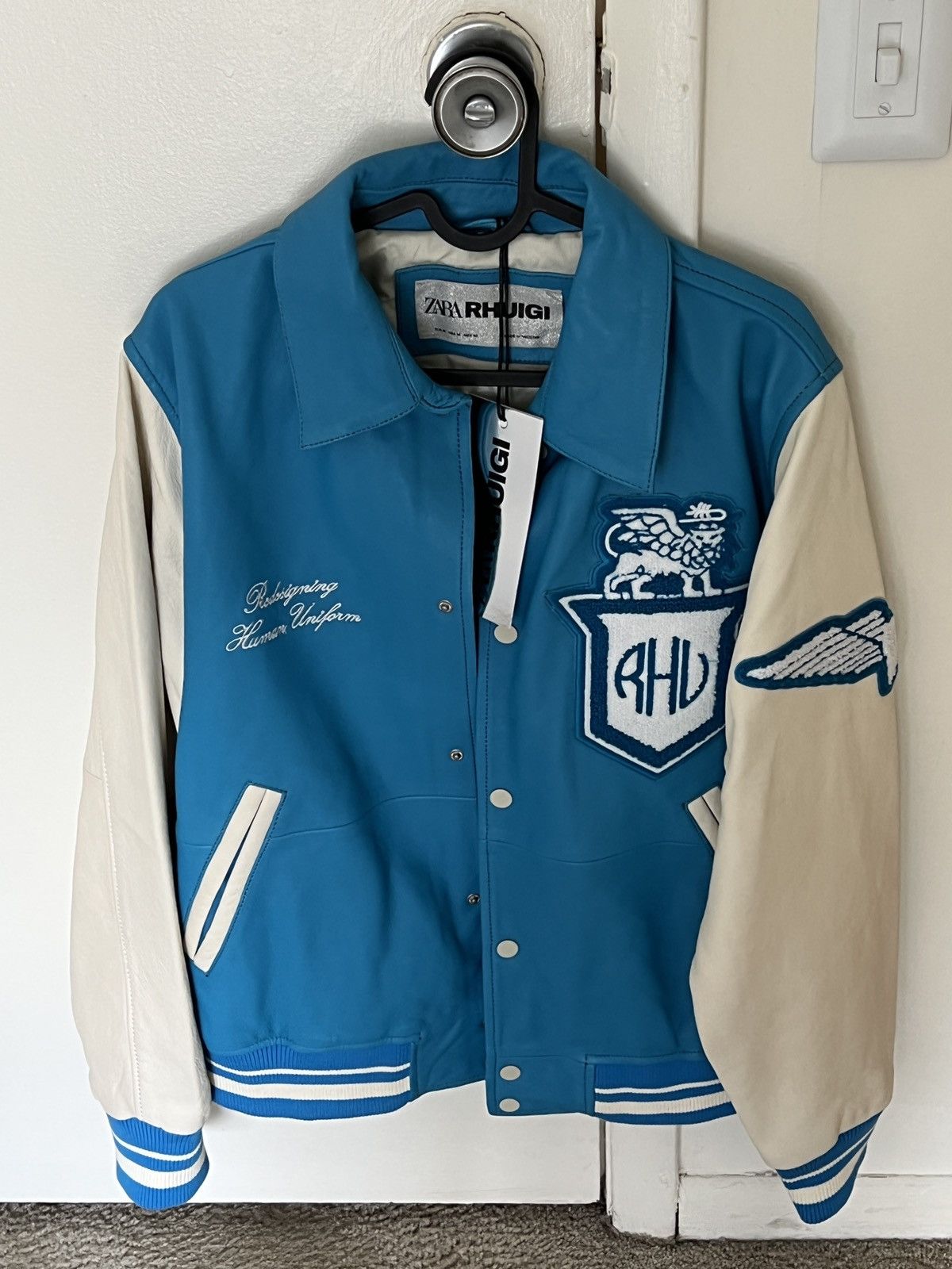 Rhude × Zara zara x rhuigi leather bomber jacket | Grailed
