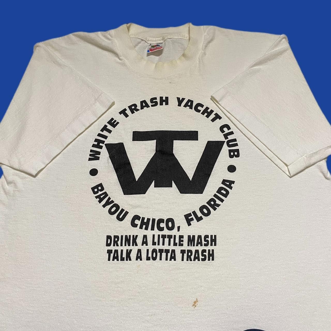 Fruit Of The Loom vintage 90s white trash yacht club funny shirt  