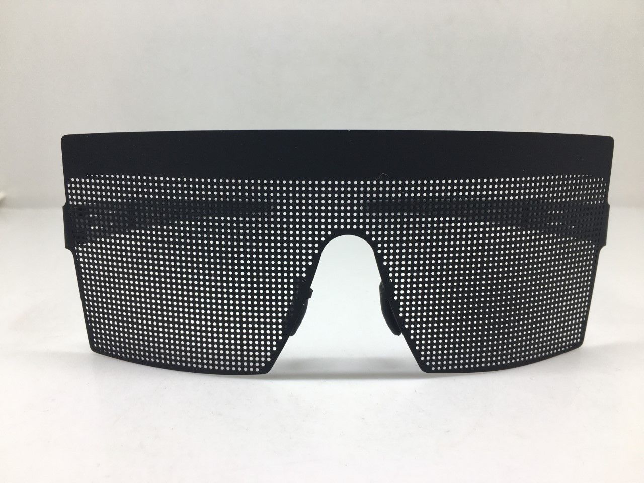 Vintage MOD OP ART PINHOLE BLACK SHIELD RUNWAY SHOW SUNGLASSES Size ONE SIZE - 9 Thumbnail