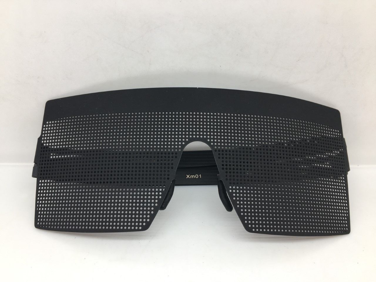Vintage MOD OP ART PINHOLE BLACK SHIELD RUNWAY SHOW SUNGLASSES Size ONE SIZE - 5 Thumbnail
