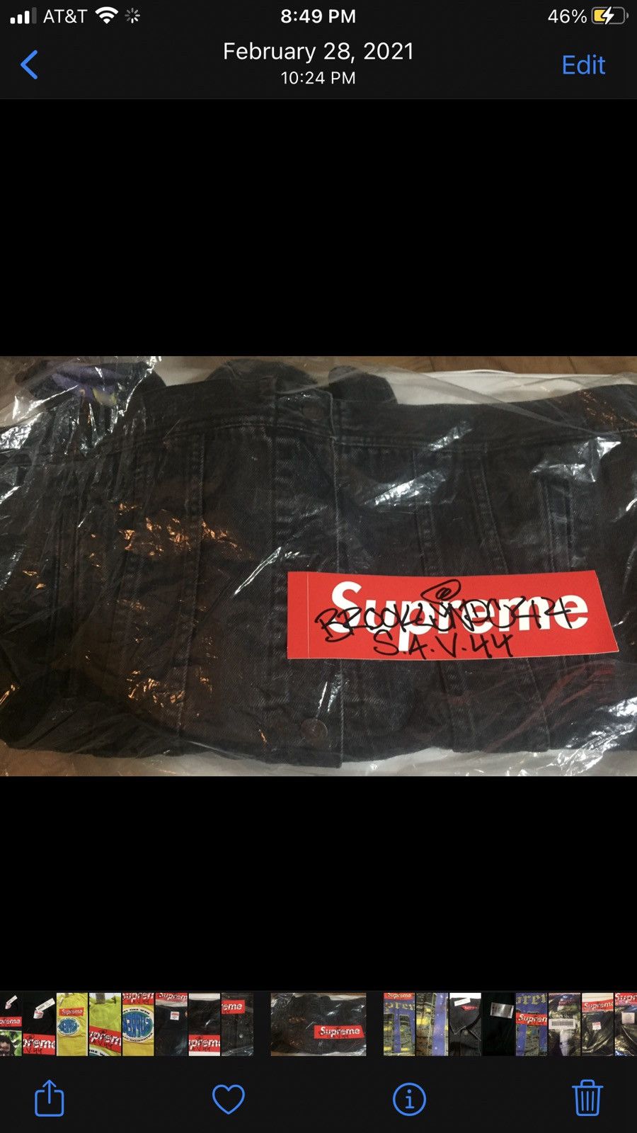 Supreme SS21 Supreme NY Painted Denim Trucker Jacket LGE Black DSwT Size US L / EU 52-54 / 3 - 4 Thumbnail