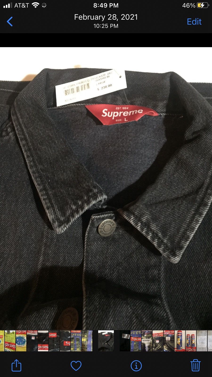 Supreme SS21 Supreme NY Painted Denim Trucker Jacket LGE Black DSwT Size US L / EU 52-54 / 3 - 5 Thumbnail