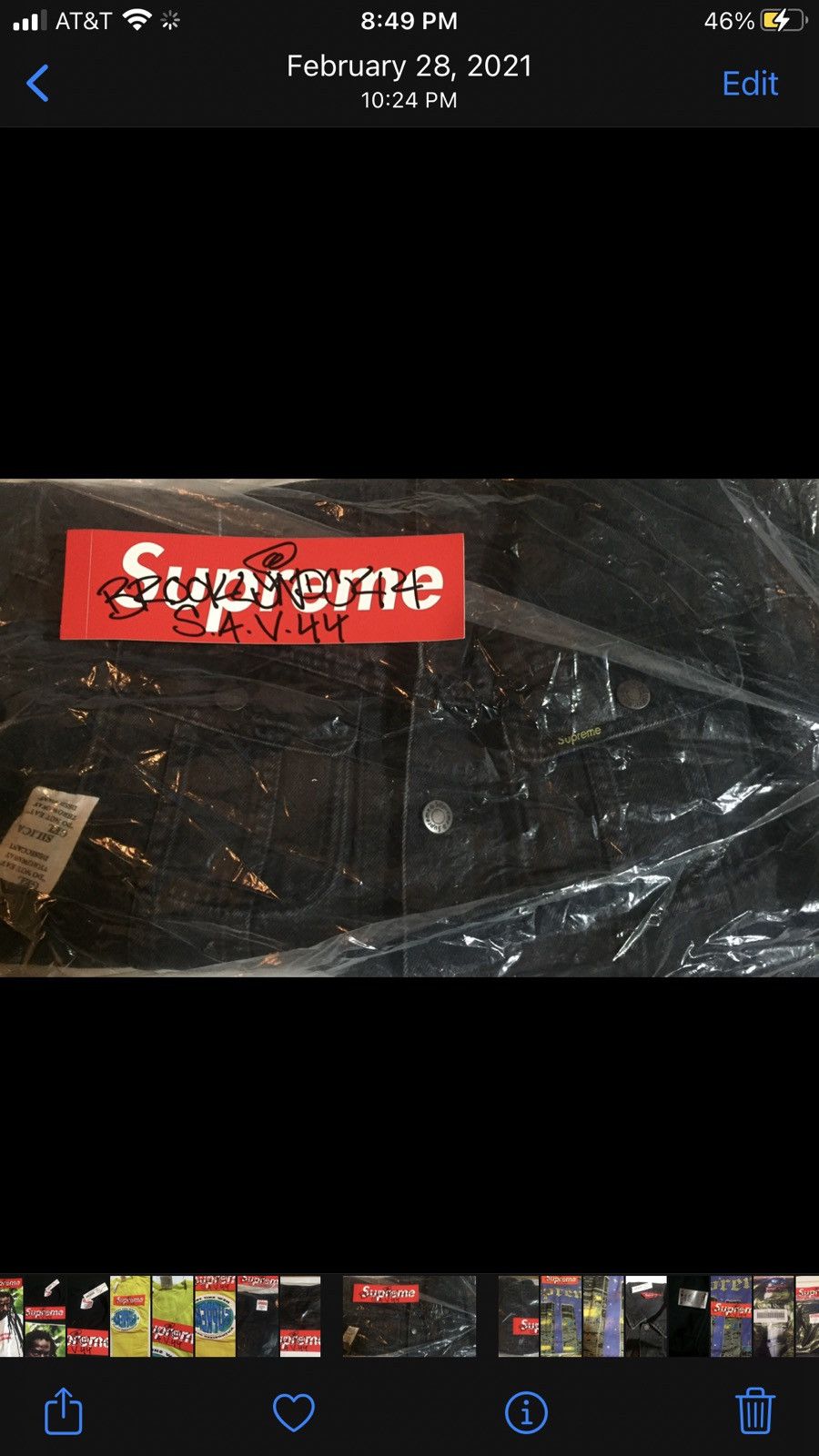 Supreme SS21 Supreme NY Painted Denim Trucker Jacket LGE Black DSwT Size US L / EU 52-54 / 3 - 3 Thumbnail
