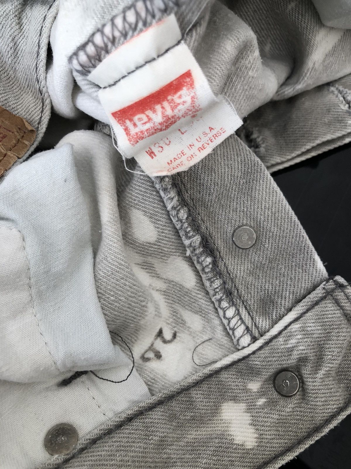 Levi's Vintage Late 80s Levi’s 501 Jeans Bleached Grey Denim Size US 29 - 20 Thumbnail