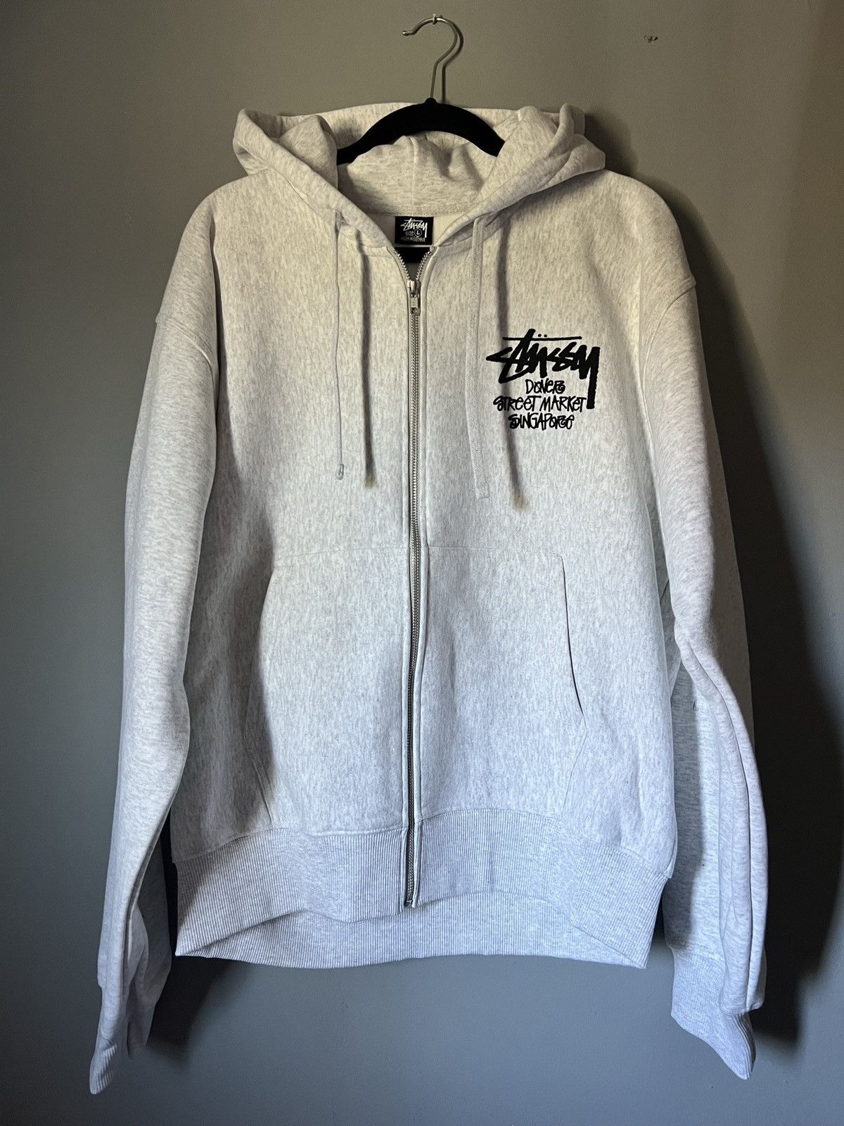 Rare × Streetwear × Stussy Grey Stussy Zip Up Hoodie | Grailed