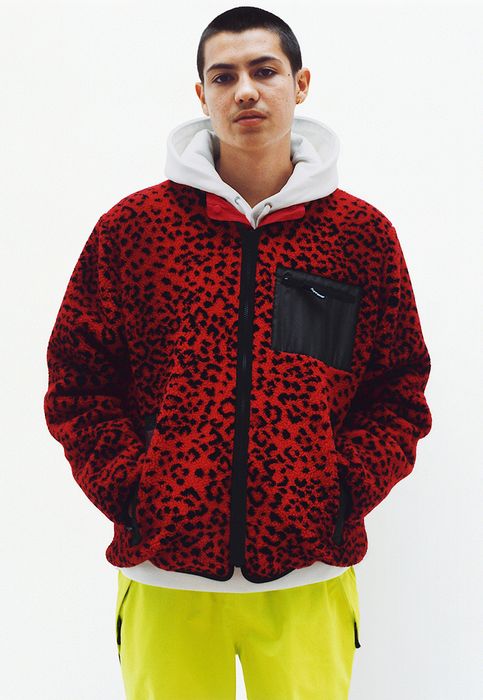 Supreme Red Leopard Fleece Reversible Jacket | Grailed