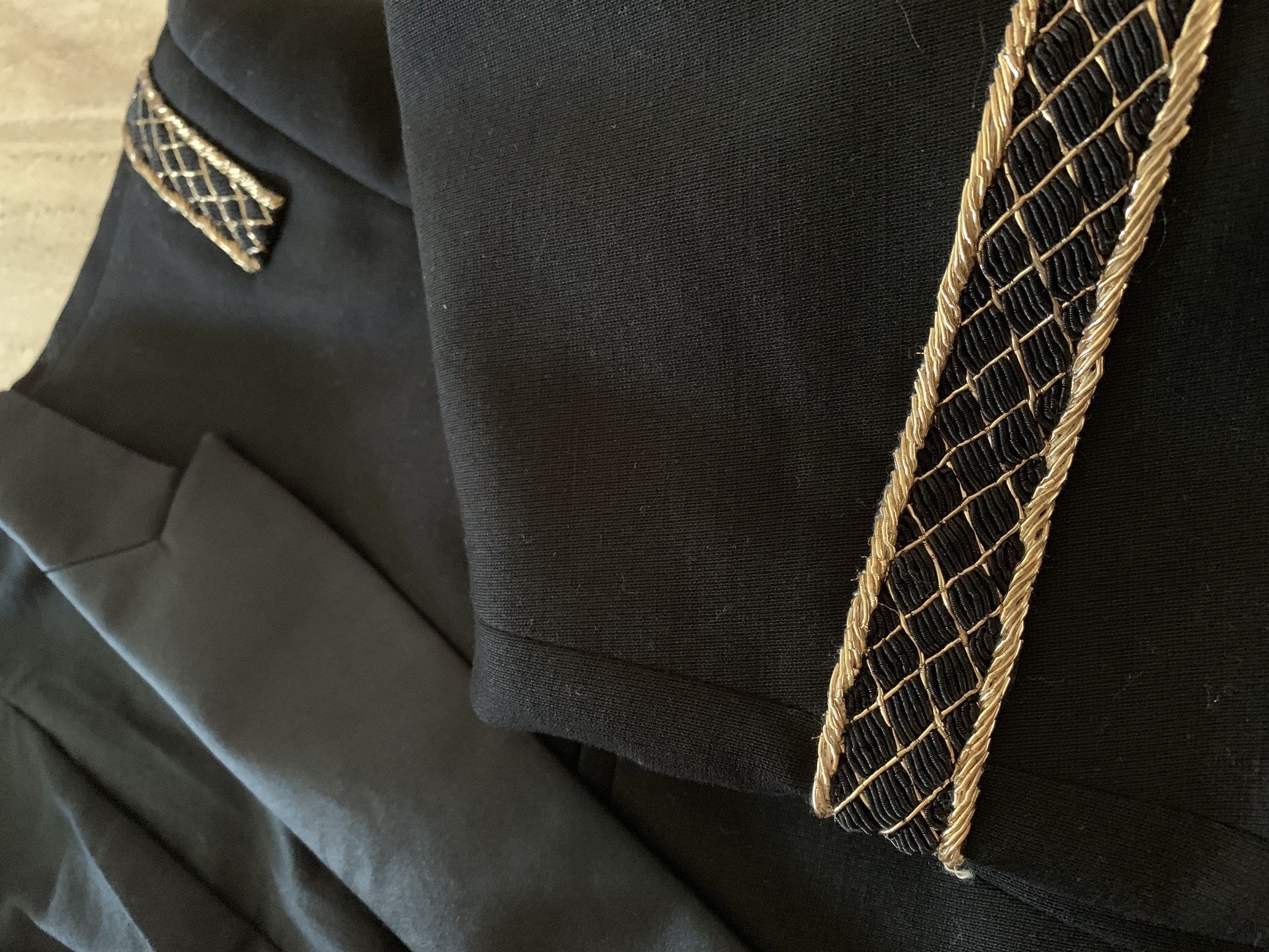 Balmain $3000+ Suit Jacket Satin Lapel And Gold Embroidery Detail Size 52L - 3 Thumbnail