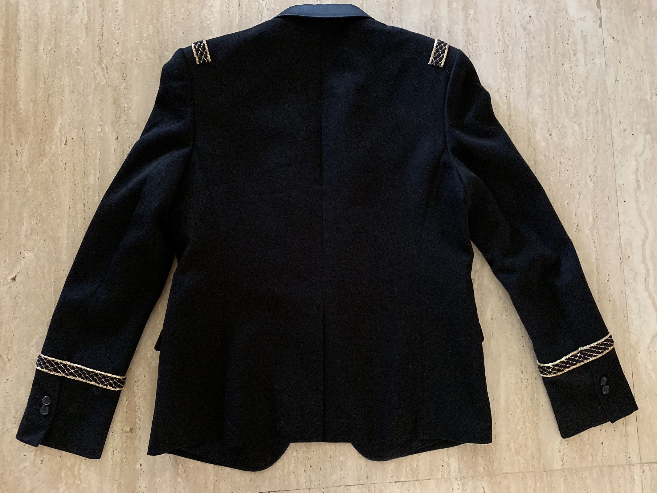 Balmain $3000+ Suit Jacket Satin Lapel And Gold Embroidery Detail Size 52L - 2 Thumbnail