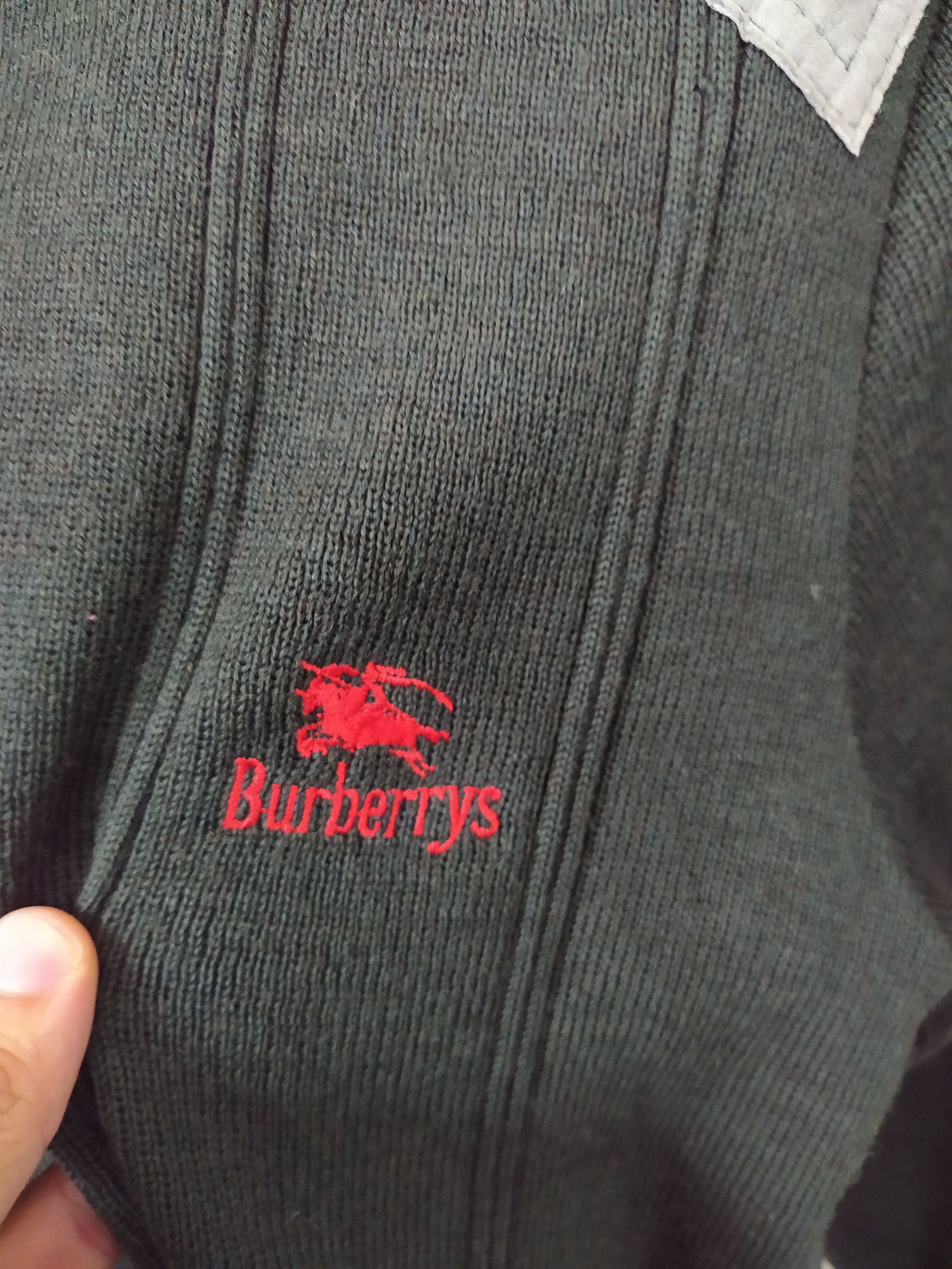 Burberry × Vintage 90s BURBERRYS KNITWEAR SUEDE LEATHER PAD (B712) Size US S / EU 44-46 / 1 - 3 Thumbnail
