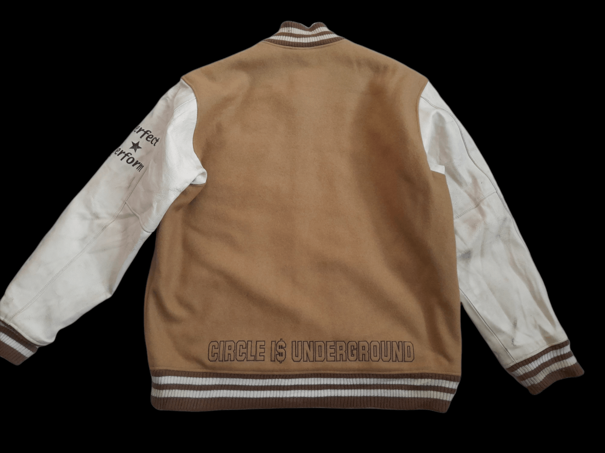 Japanese Brand Elitism Circle is Underground leather varsity jacket (D641) Size US L / EU 52-54 / 3 - 5 Thumbnail