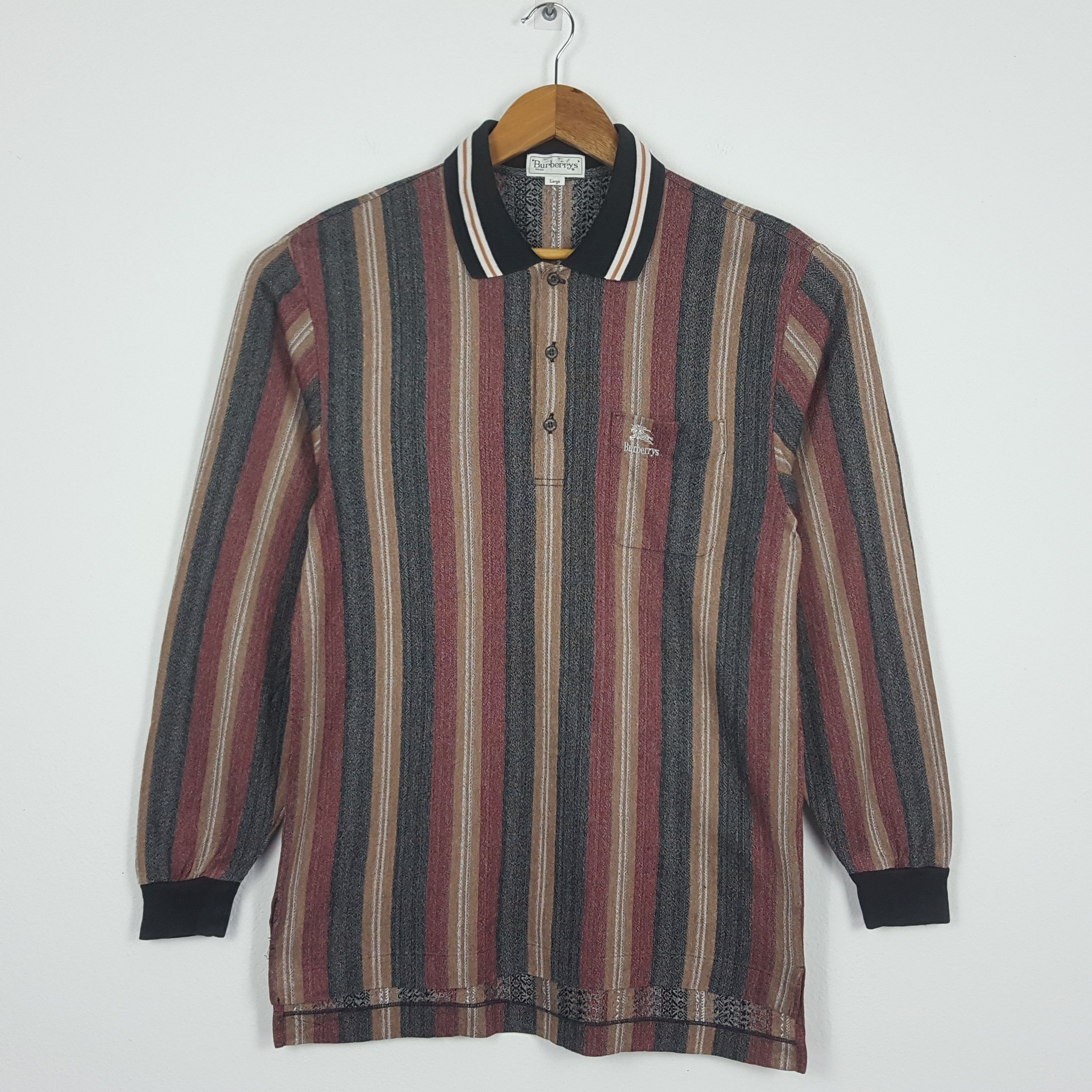 Vintage BURBERRY stripe design long sleeve shirt cp2