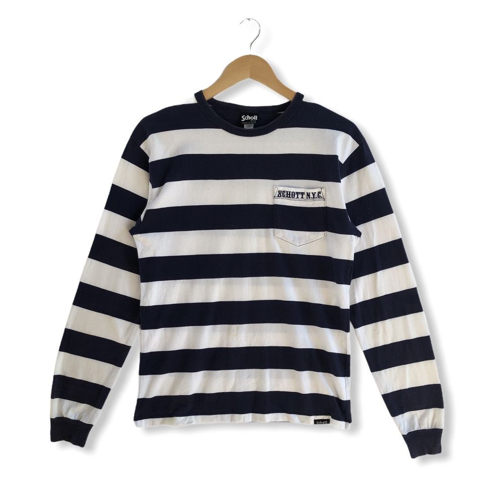 Schott SCHOTT STRIPE SINGLE POCKET LONGSLEEVES TEE Size US M / EU 48-50 / 2 - 1 Thumbnail