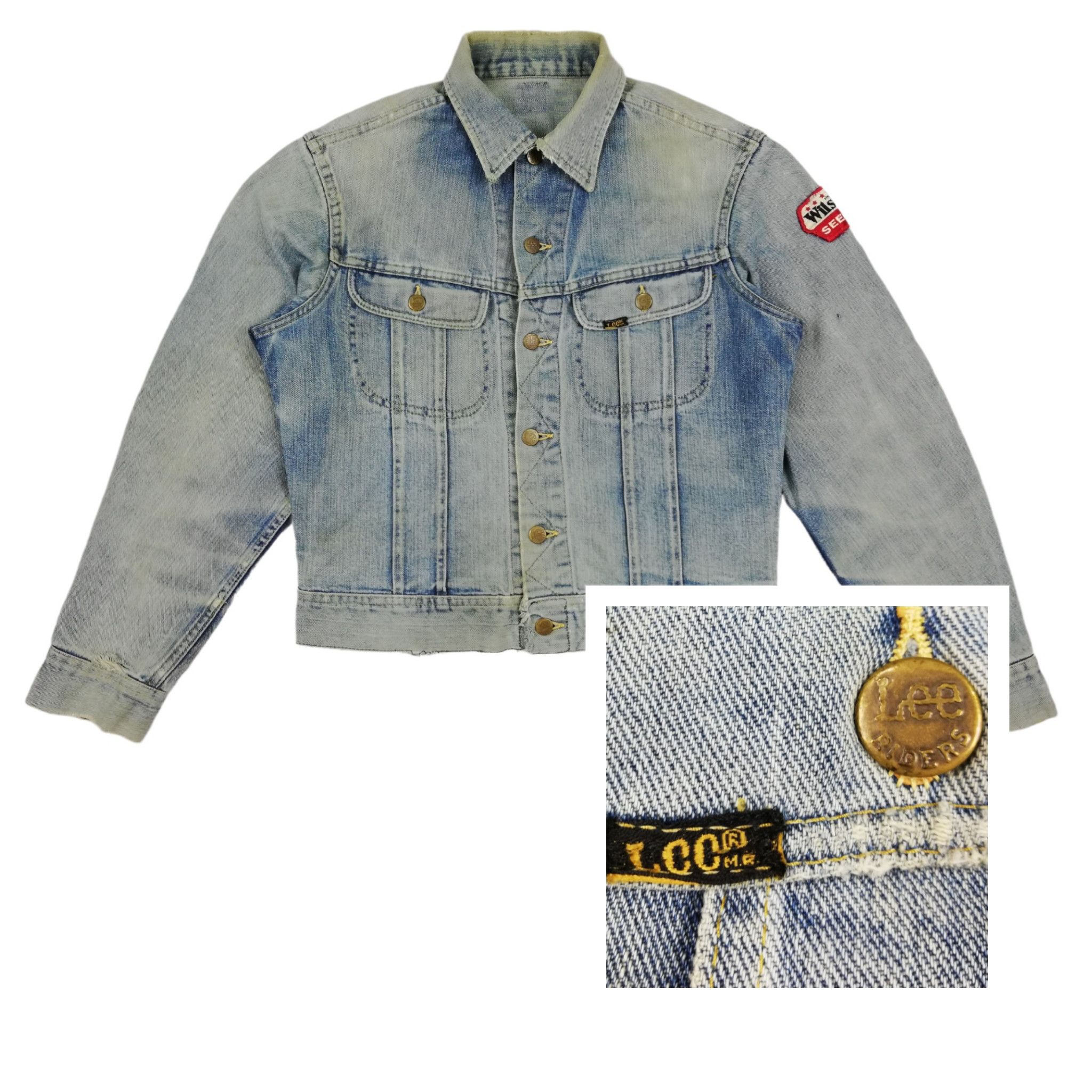 image of Distressed Denim x Lee 1960's Lee Riders 109-Jy Sanforized Trucker Denim Jacket in Faded Blue (Size