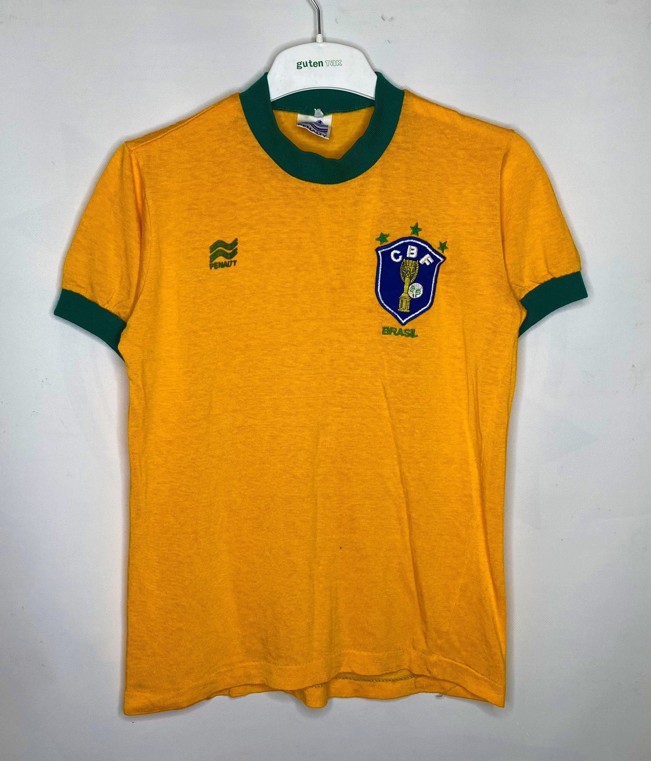 image of Fifa World Cup x Soccer Jersey Brazil Team 1985 Home Football Shirt Soccer Jersey Penalty in Yellow