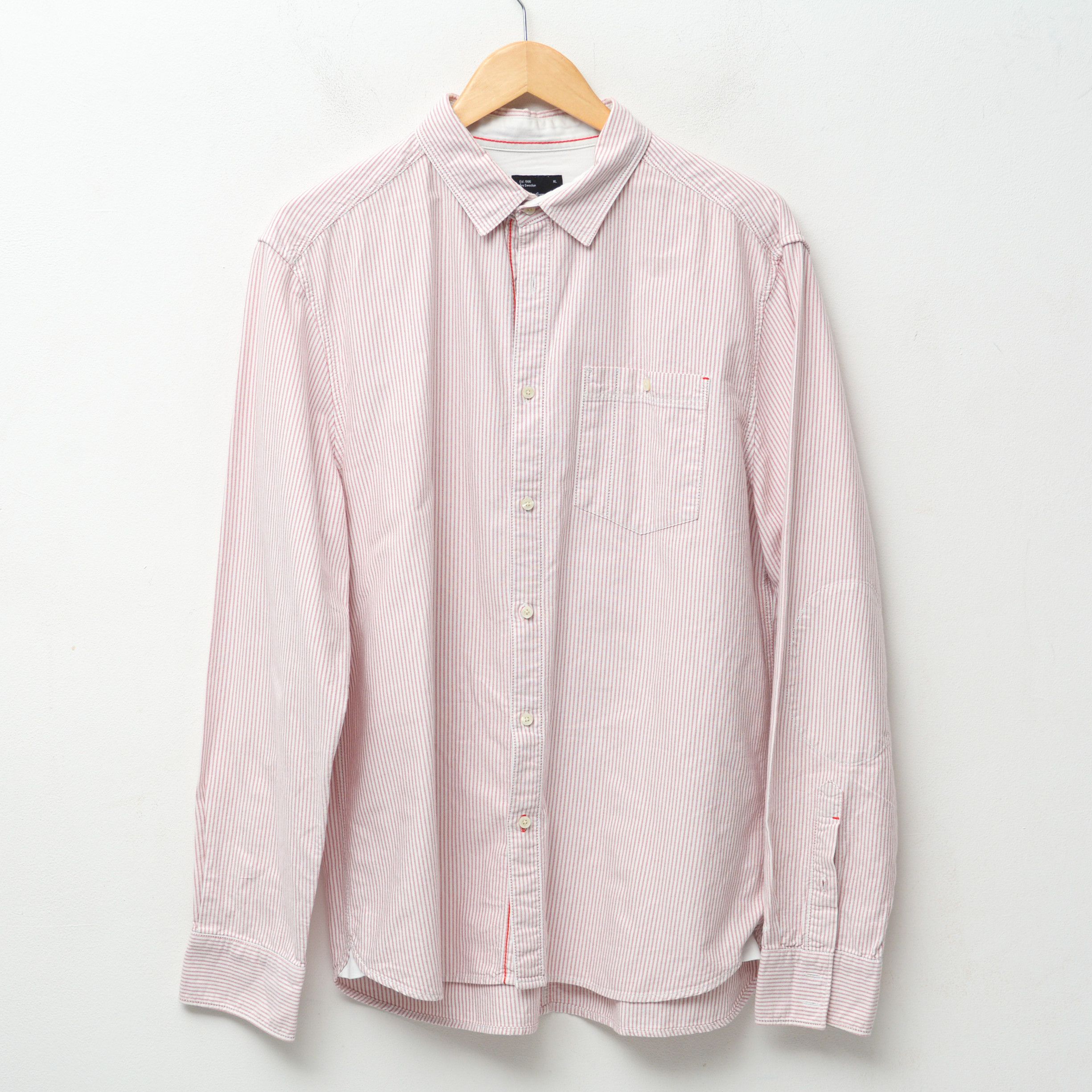 Peak Performance Casual Shirt Long Sleeve Button Up Striped Pink Cotton Size US XL / EU 56 / 4 - 1 Thumbnail