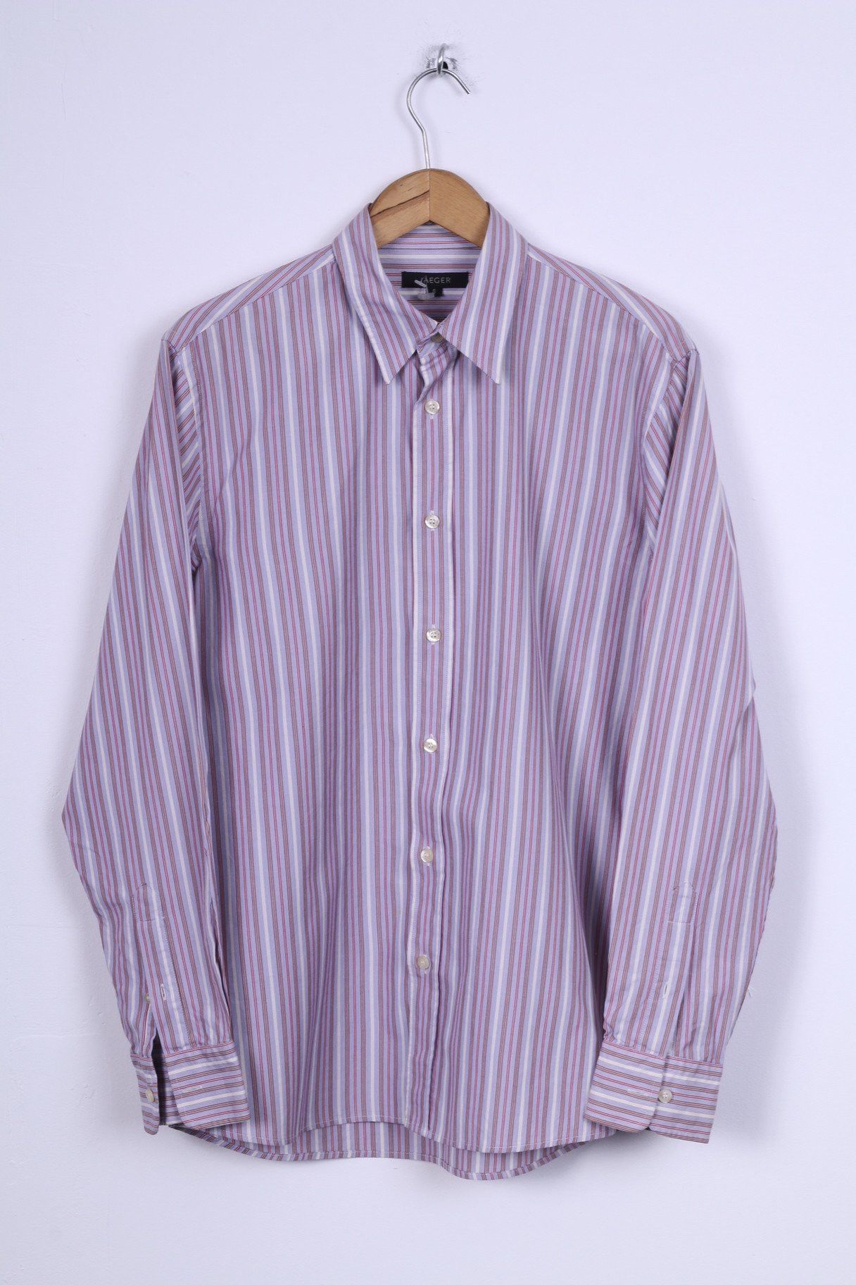 Jaeger Jaeger Men S Casual Shirt Striped Cotton Long Sleeve 7139 Size US M / EU 48-50 / 2 - 2 Thumbnail