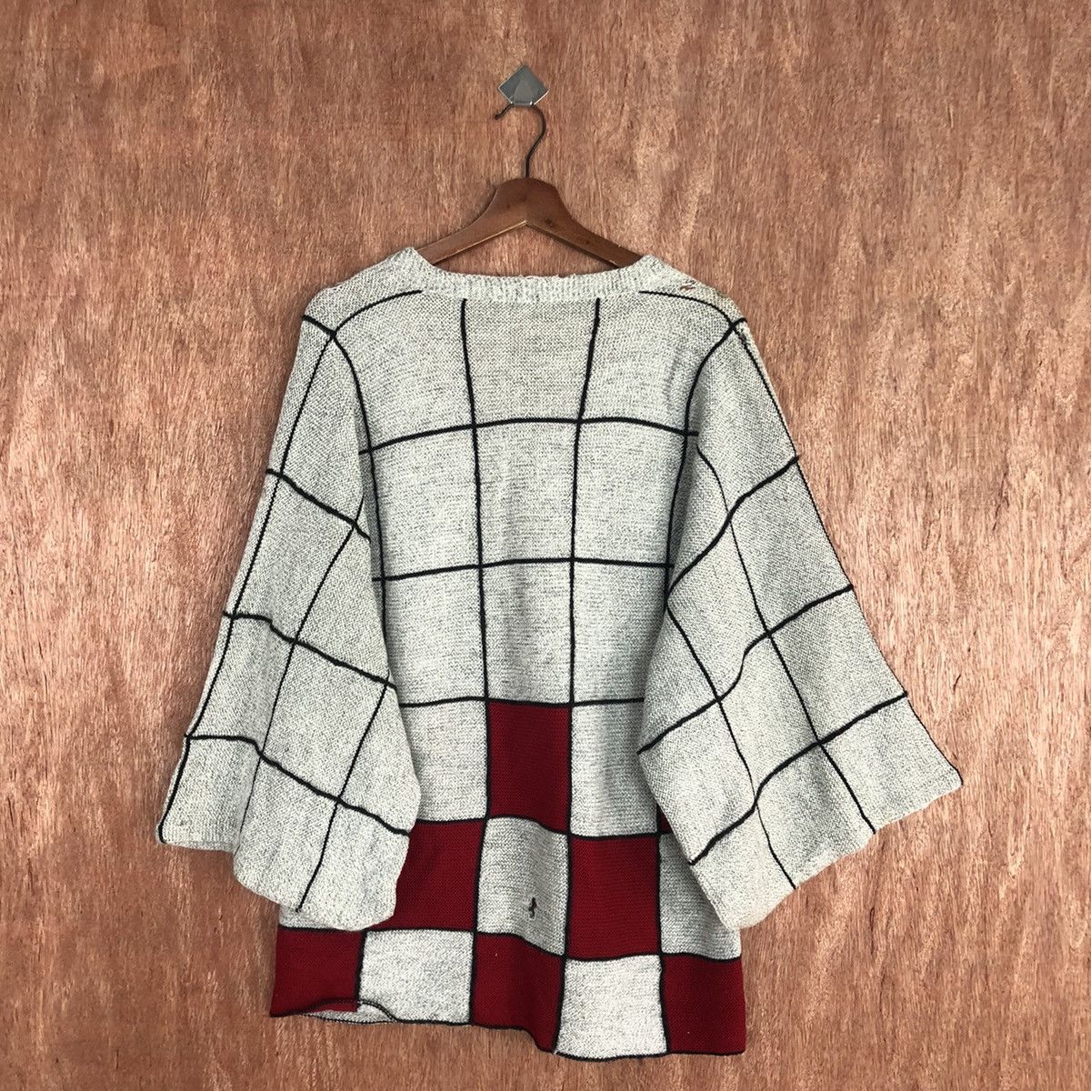 Japanese Brand Japan checkered vintage wool Grey Knit Kimono #H383 Size US M / EU 48-50 / 2 - 13 Thumbnail