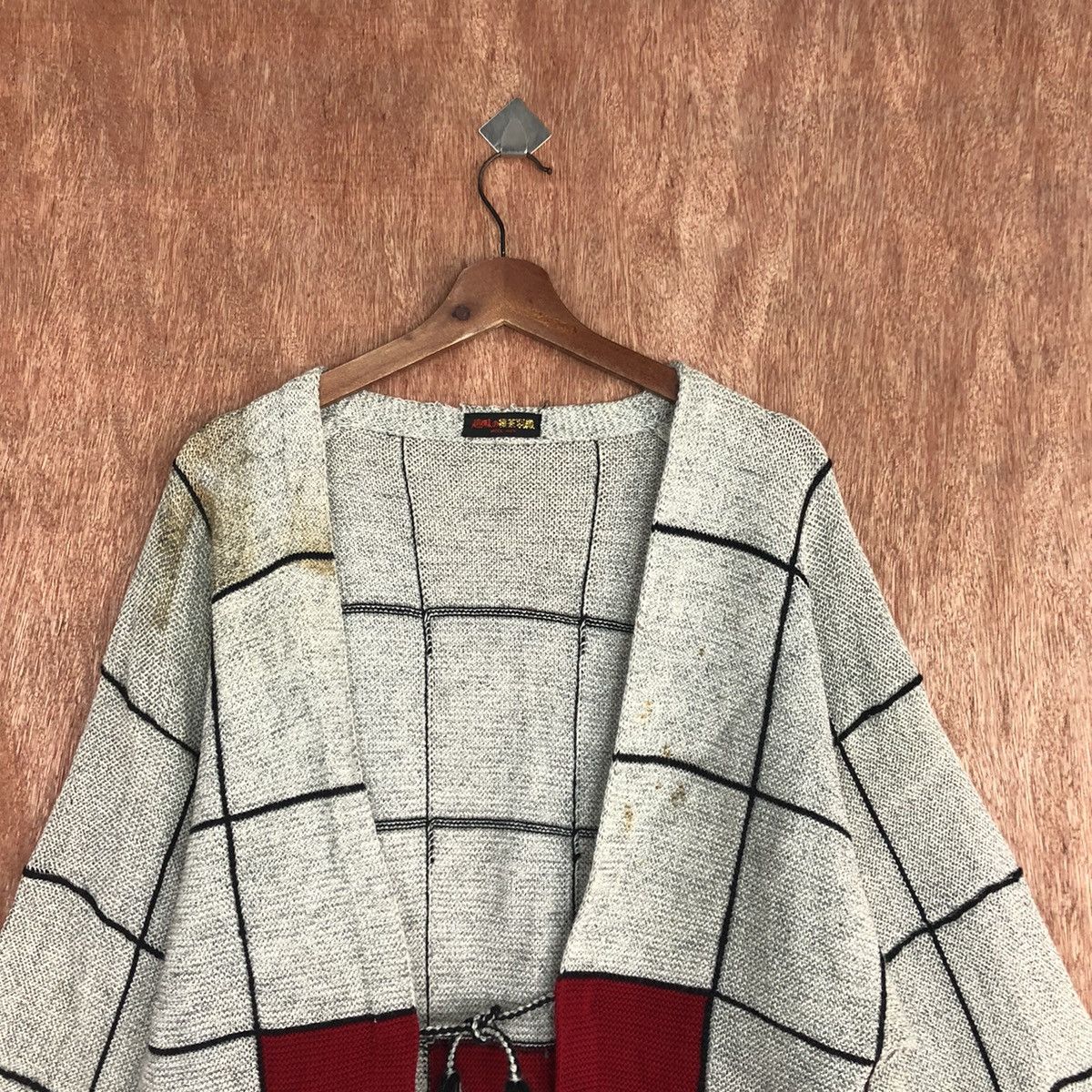 Japanese Brand Japan checkered vintage wool Grey Knit Kimono #H383 Size US M / EU 48-50 / 2 - 11 Thumbnail