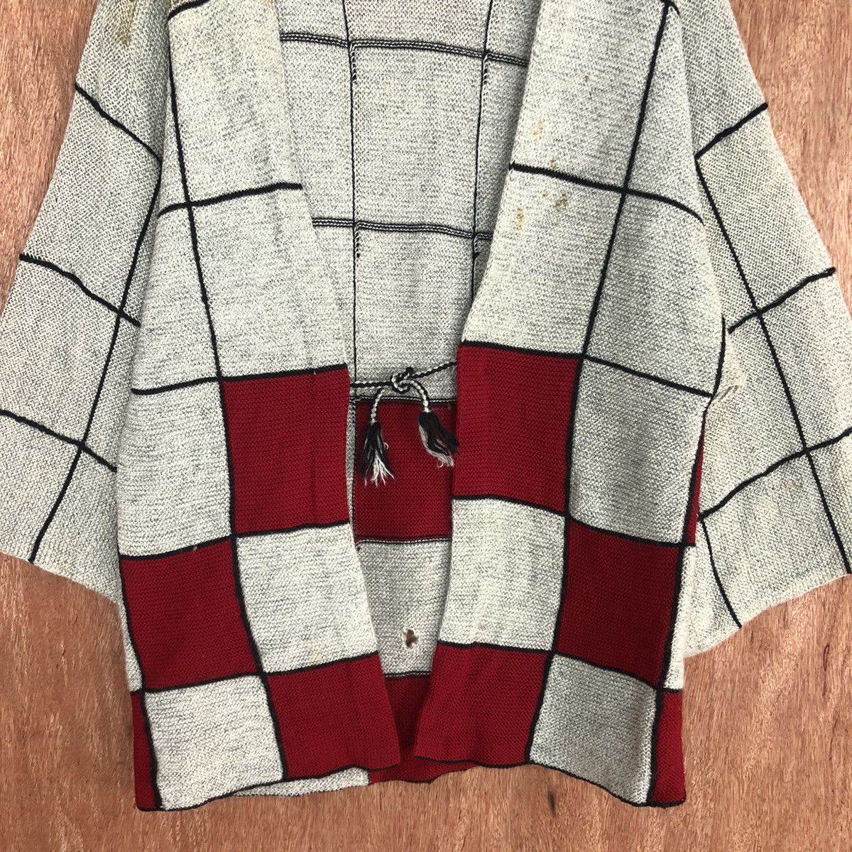Japanese Brand Japan checkered vintage wool Grey Knit Kimono #H383 Size US M / EU 48-50 / 2 - 10 Thumbnail