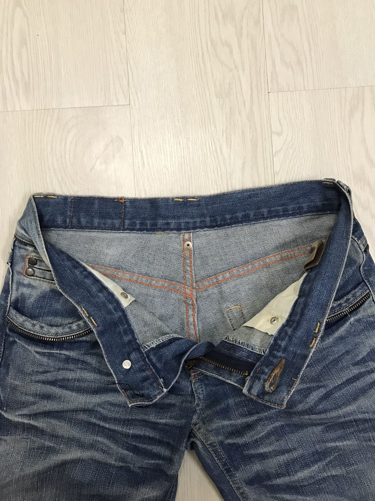 Blue Blue Japan × Japanese Brand Blue Blue Japan Distressed Denim Jeans Bootcut For Women Size 29" - 20 Thumbnail
