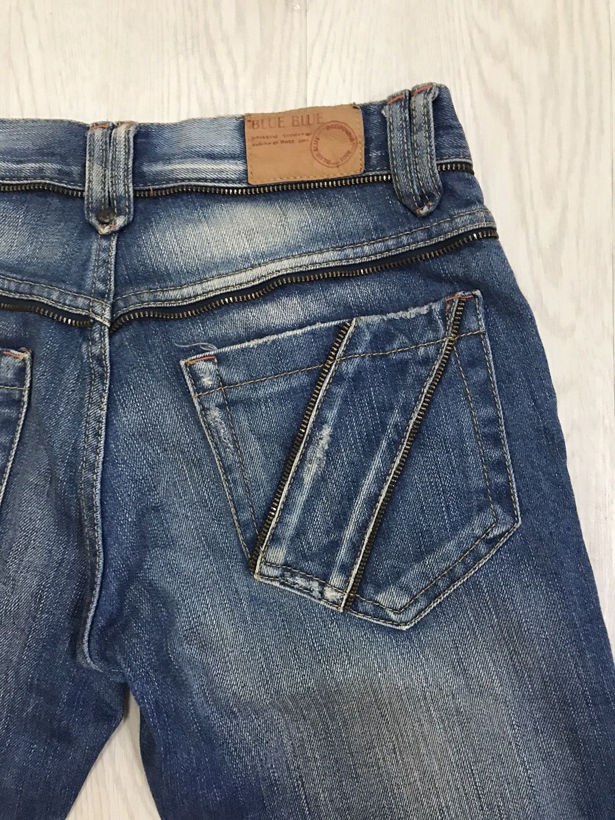 Blue Blue Japan × Japanese Brand Blue Blue Japan Distressed Denim Jeans Bootcut For Women Size 29" - 14 Thumbnail