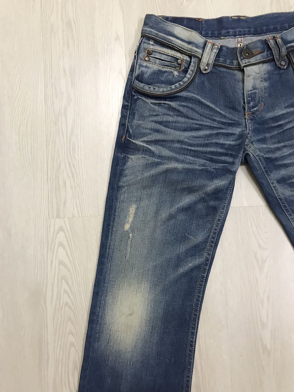 Blue Blue Japan × Japanese Brand Blue Blue Japan Distressed Denim Jeans Bootcut For Women Size 29" - 5 Thumbnail