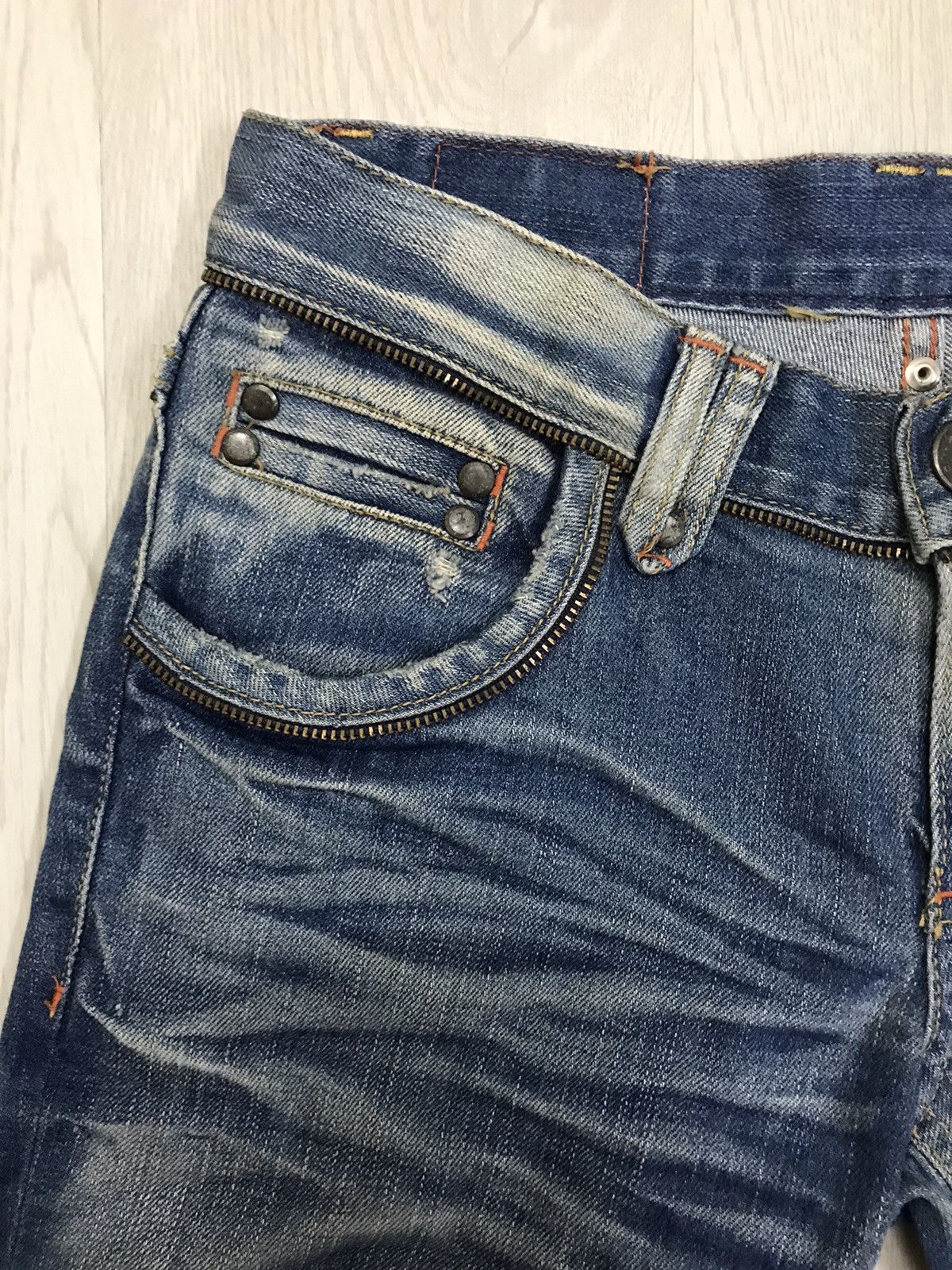 Blue Blue Japan × Japanese Brand Blue Blue Japan Distressed Denim Jeans Bootcut For Women Size 29" - 9 Thumbnail