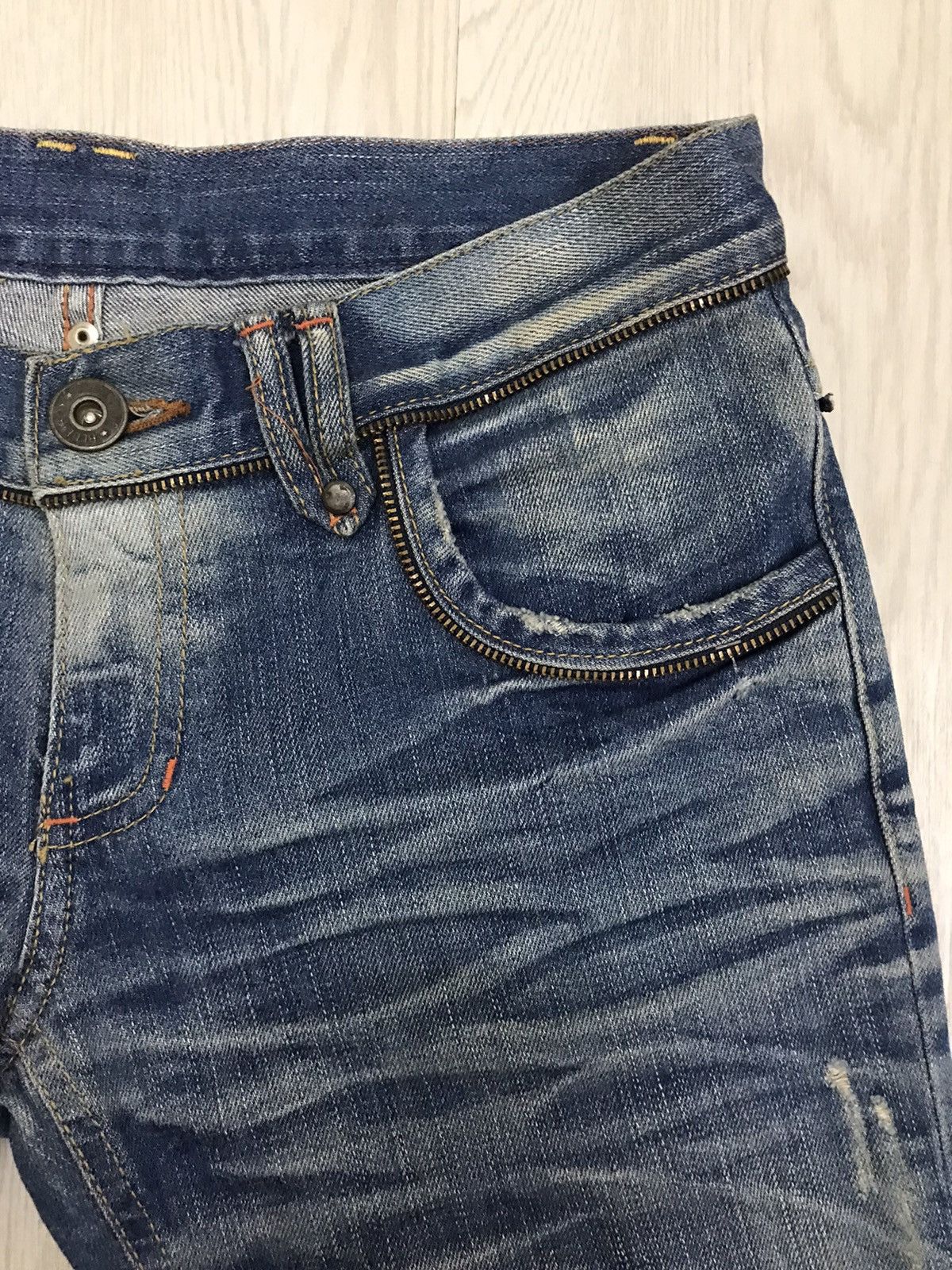 Blue Blue Japan × Japanese Brand Blue Blue Japan Distressed Denim Jeans Bootcut For Women Size 29" - 10 Thumbnail