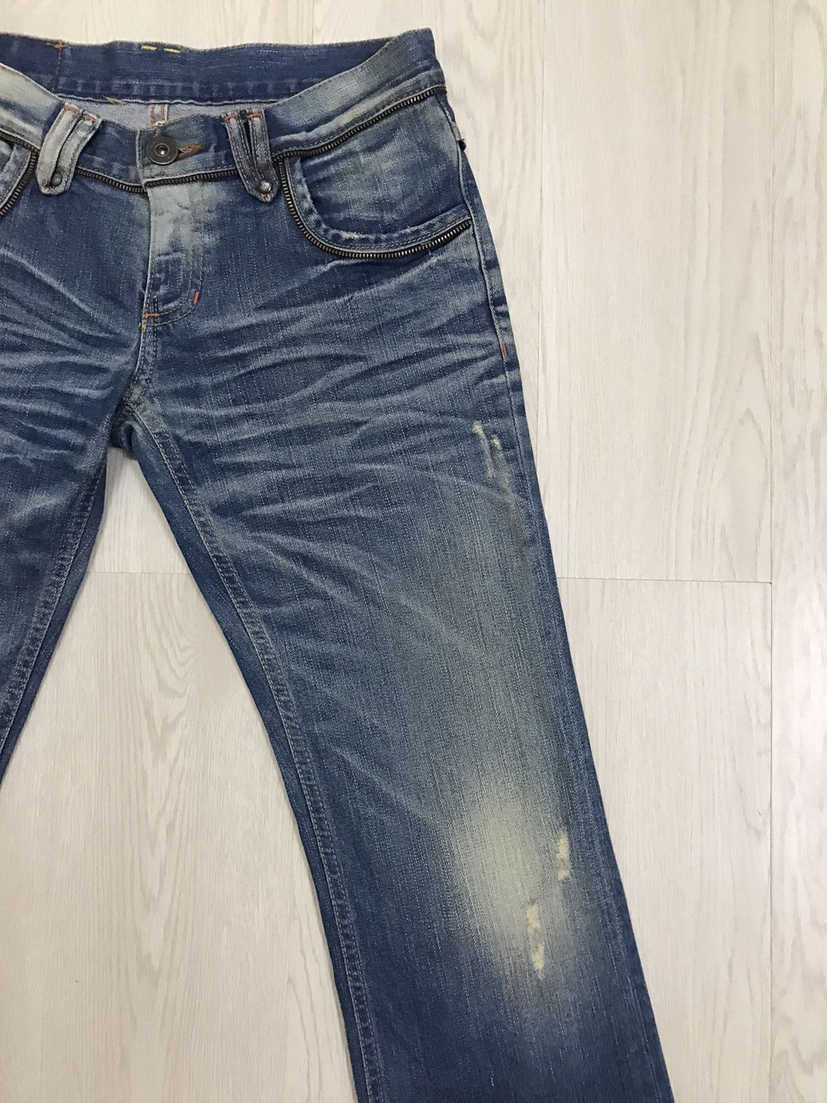 Blue Blue Japan × Japanese Brand Blue Blue Japan Distressed Denim Jeans Bootcut For Women Size 29" - 6 Thumbnail