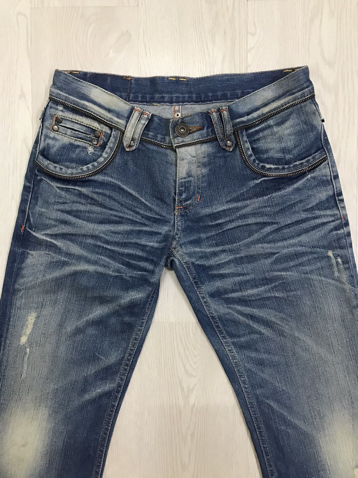 Blue Blue Japan × Japanese Brand Blue Blue Japan Distressed Denim Jeans Bootcut For Women Size 29" - 4 Thumbnail