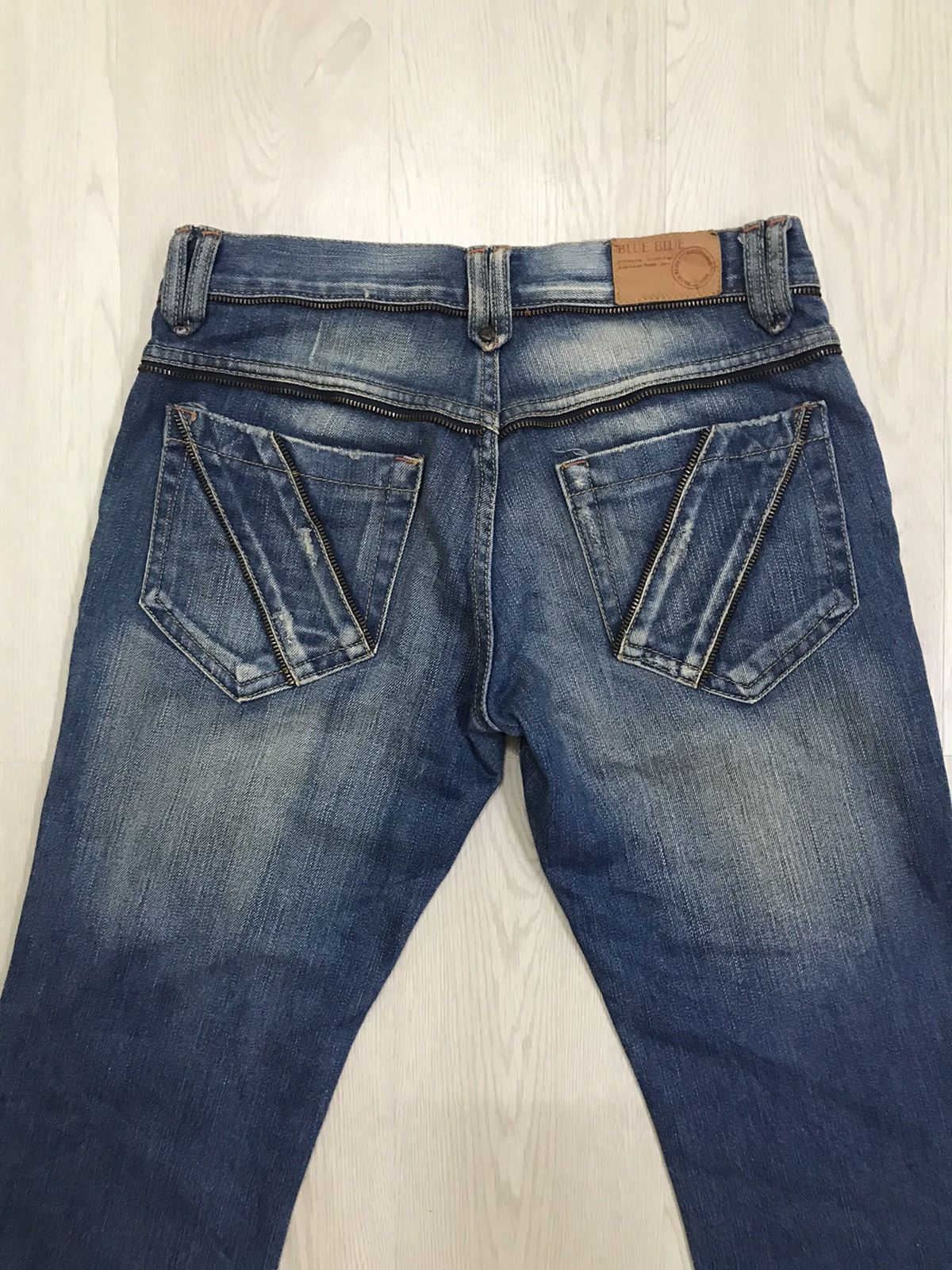 Blue Blue Japan × Japanese Brand Blue Blue Japan Distressed Denim Jeans Bootcut For Women Size 29" - 12 Thumbnail